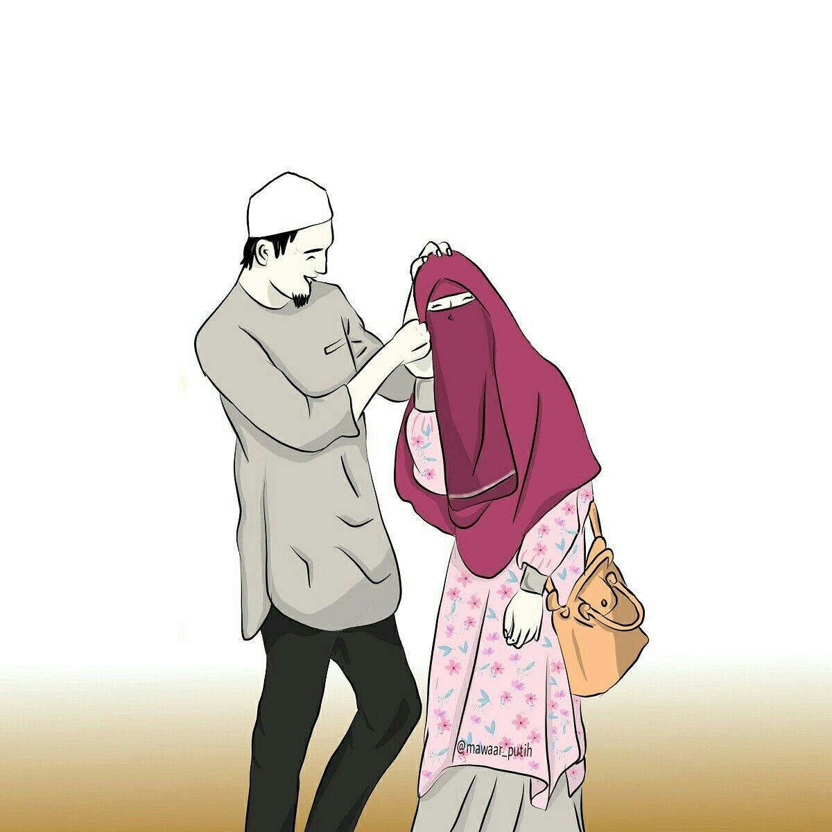 Niqab islamic couple cartoon