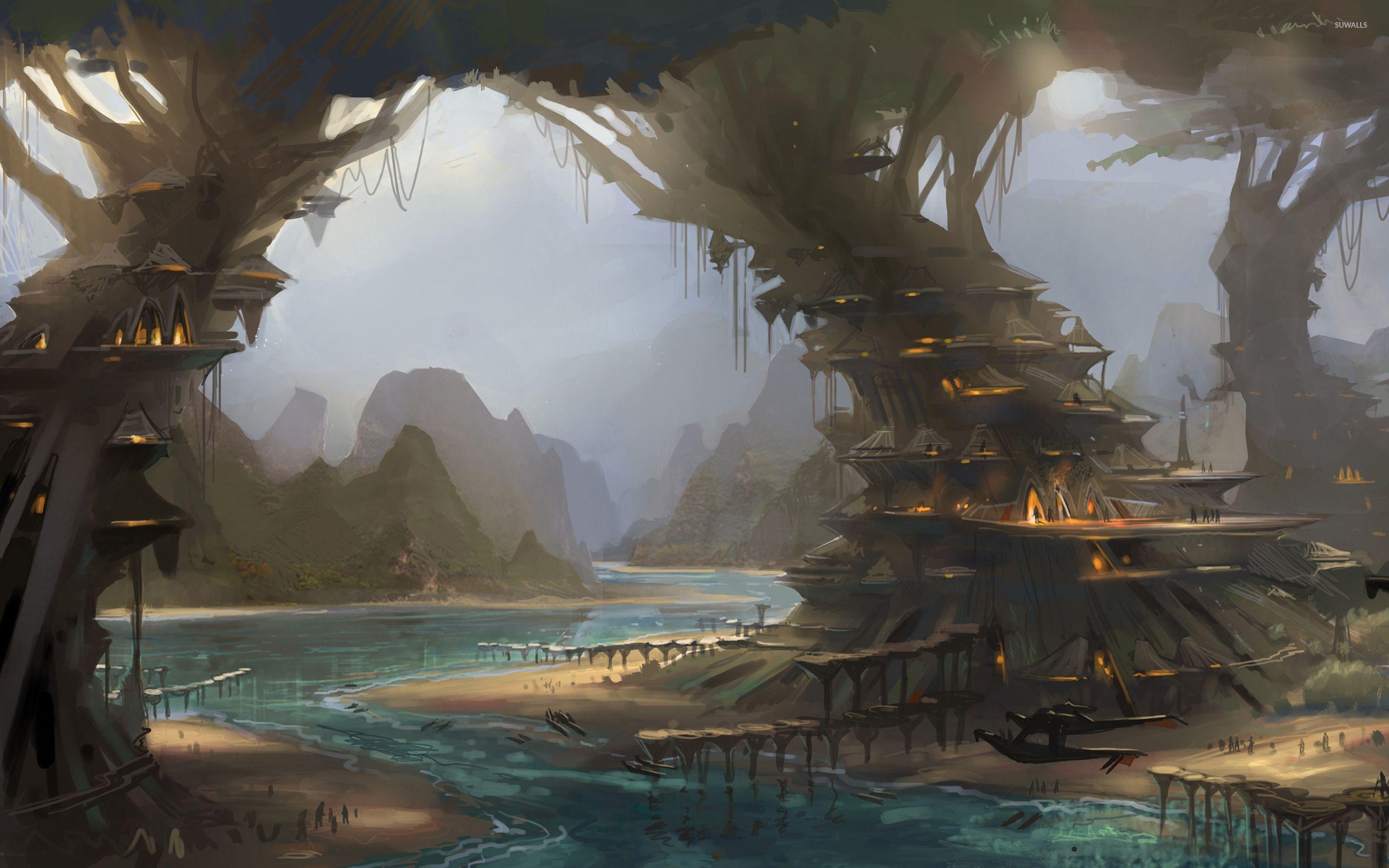 2560x1600 Tree City Wallpaper, HD Tree City Background