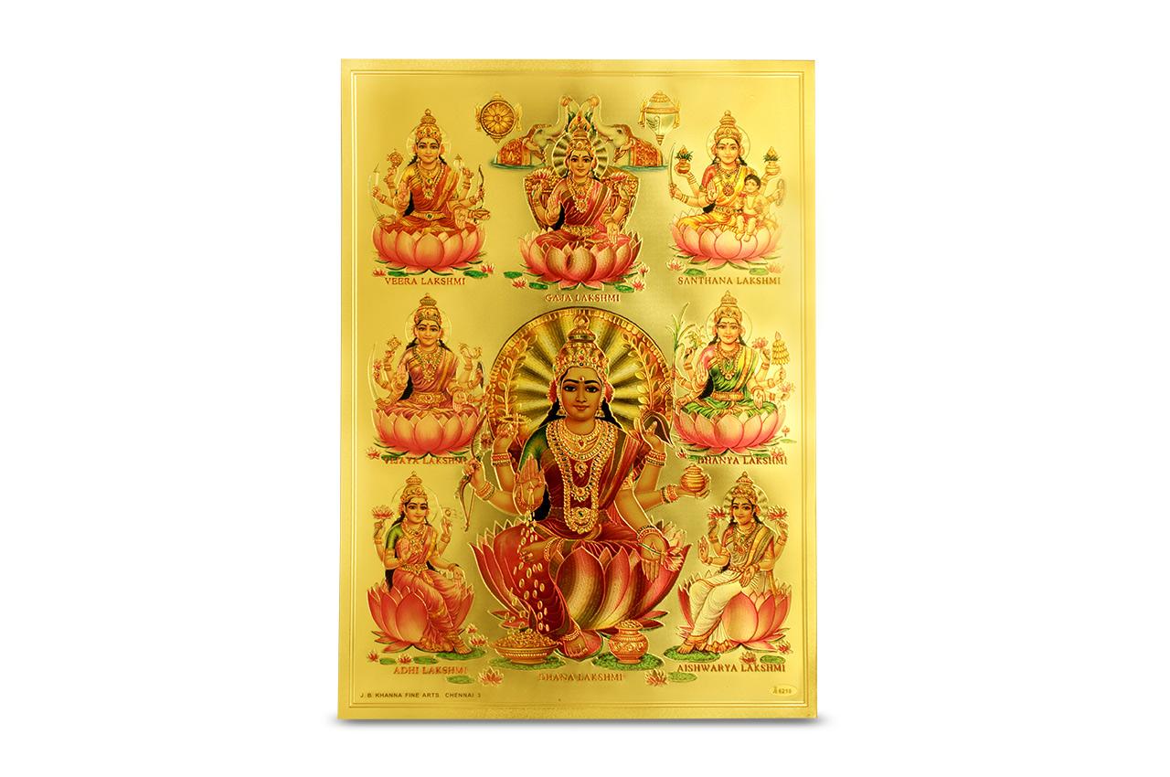 1280x850 Goddess Ashta Lakshmi Photo in Golden Sheet