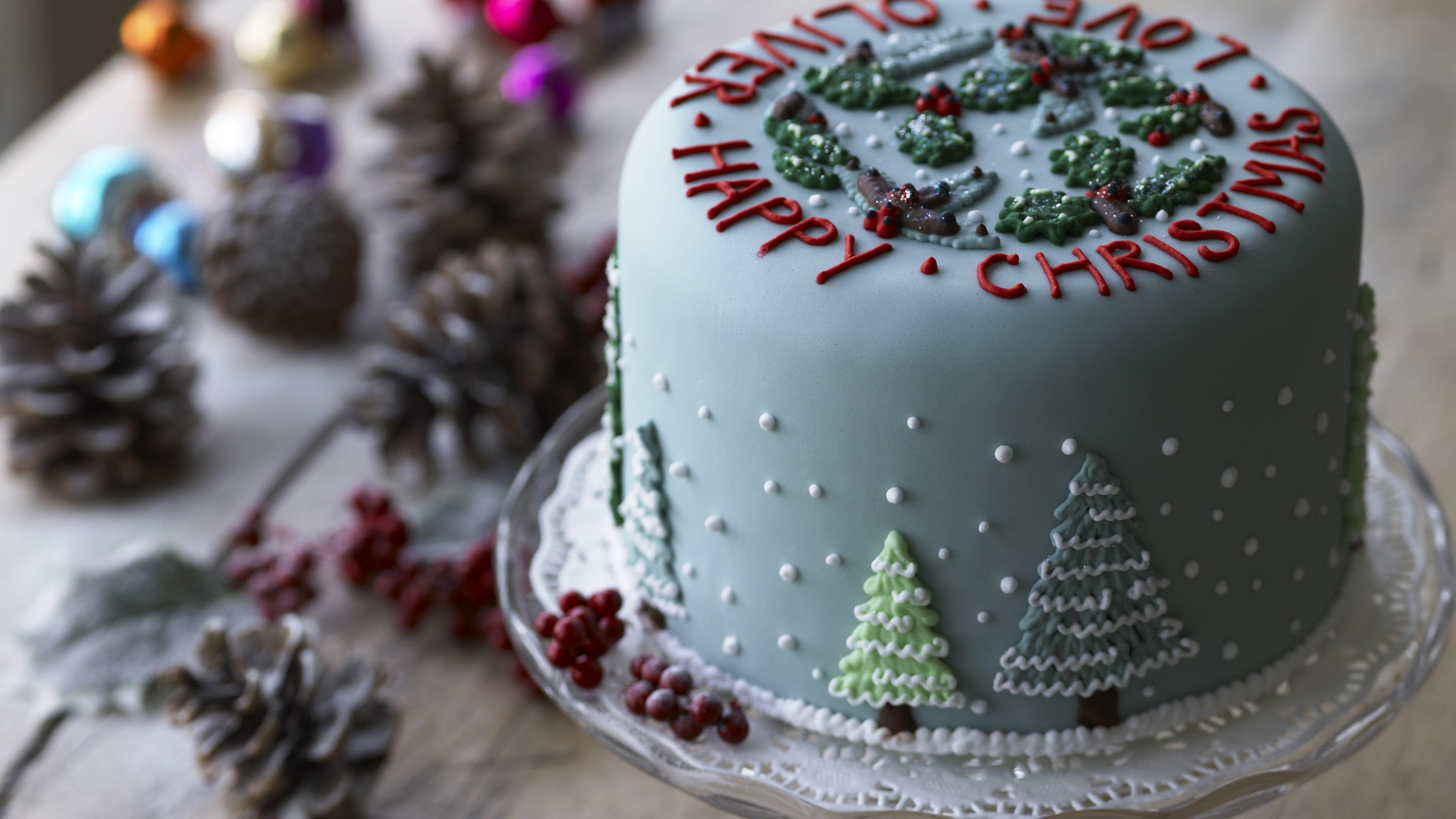 3840x2160 Wallpaper christmas cake, receipt, 5k, Food