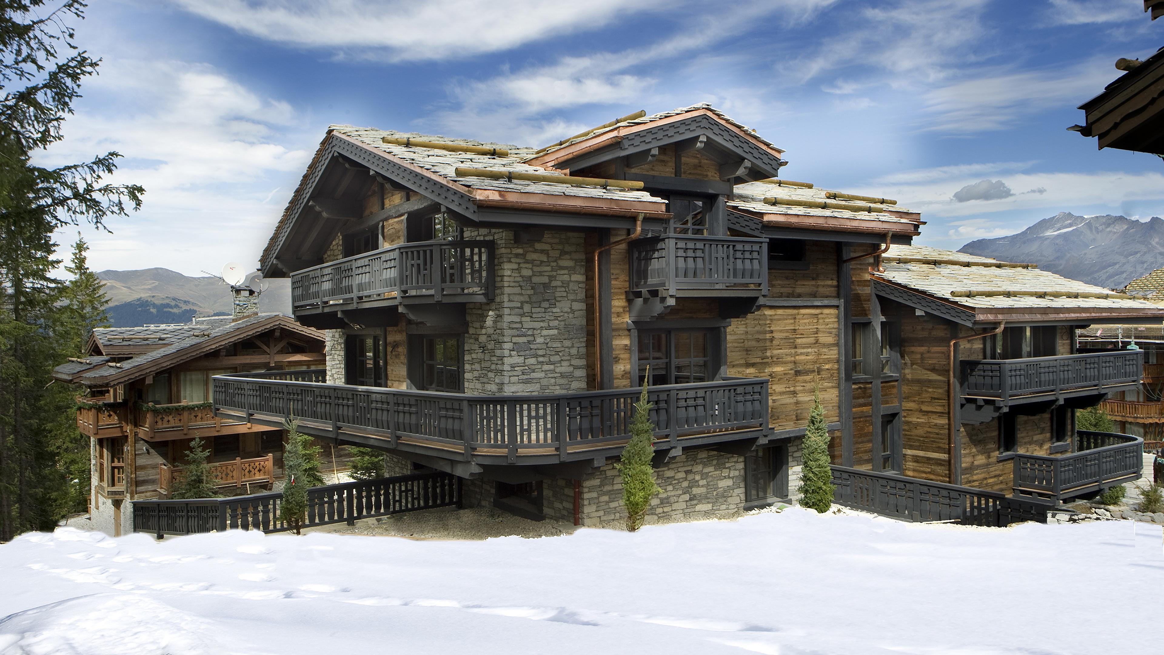 3840x2160 France Courchevel Snow Mansion Cities