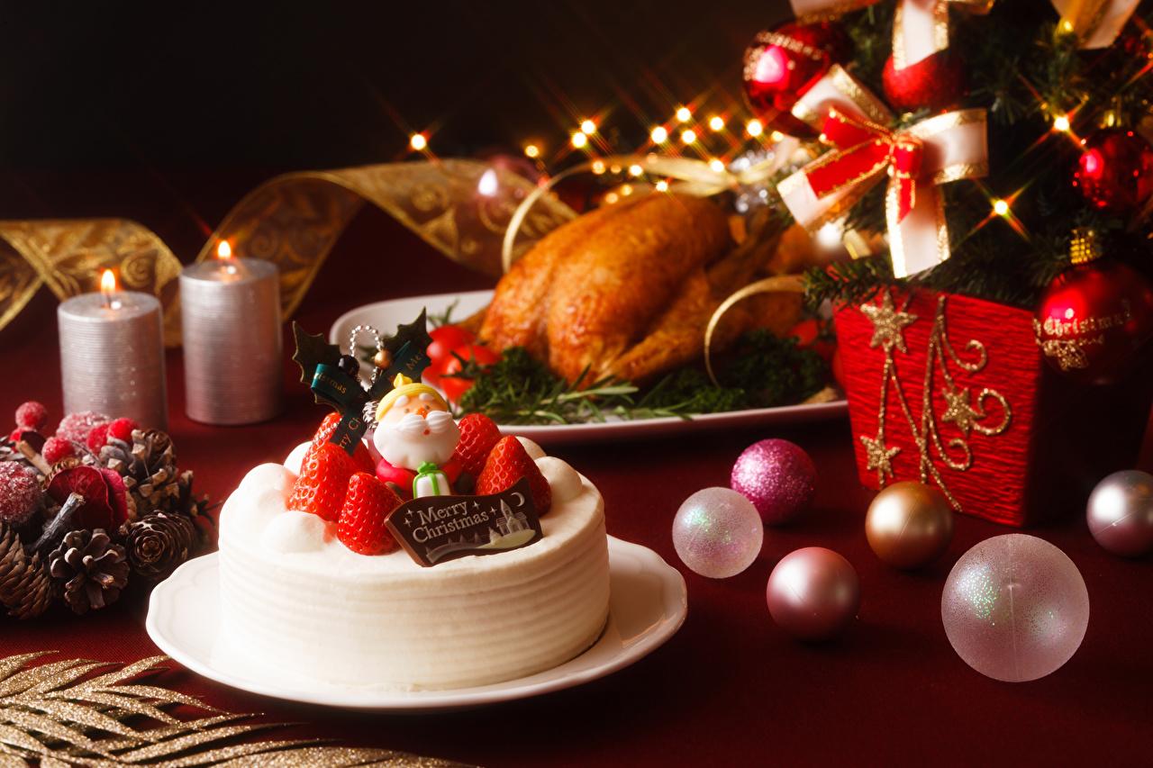 1280x853 image New year Cakes Strawberry Food Balls Plate Design