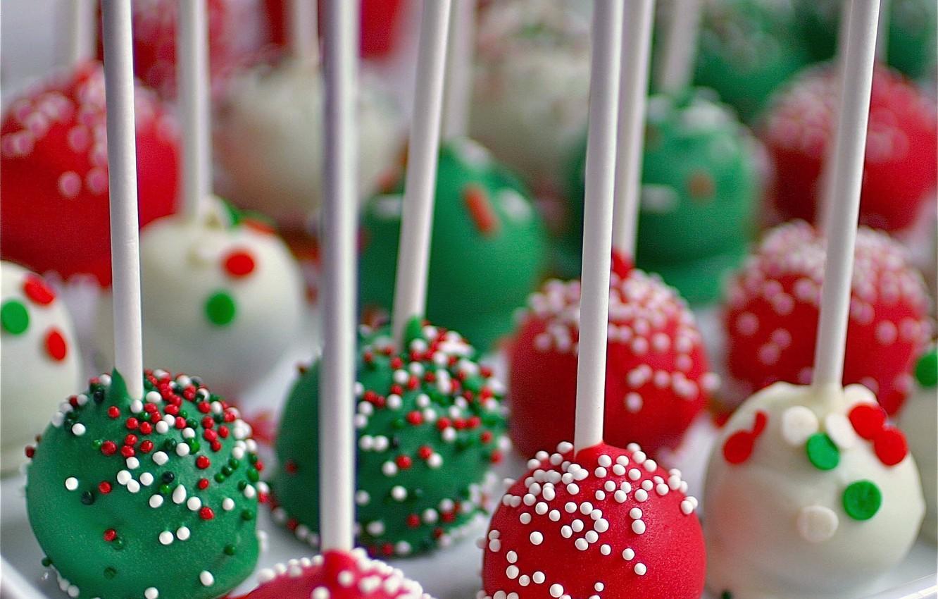 1332x850 Photo Wallpaper Colorful, Candy, Lollipops, Sweet, Christmas Cake Pops