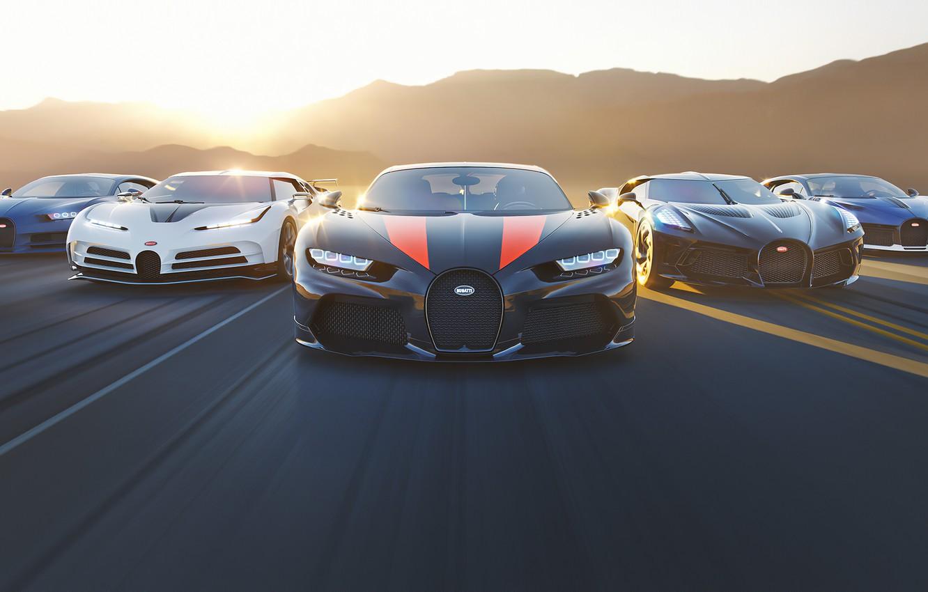 1332x850 Wallpaper sunset, rendering, speed, Bugatti, supercars, hypercar, Chiron, Divo, The Black Car, One hundred and ten, Super Sport image for desktop, section bugatti