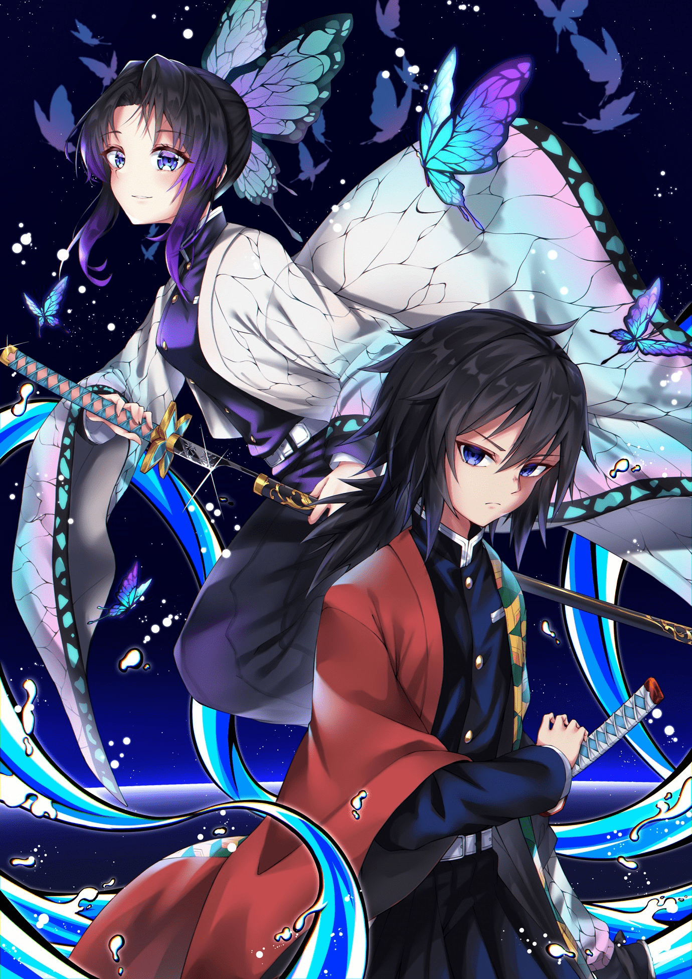 1380x1952 Shinobu Kocho x Giyu Tomioka Wallpaper Kimetsu no Yaiba Wallpaper Demon Slayer Wallpaper. 悪魔, アニメの壁紙, アニメの天使
