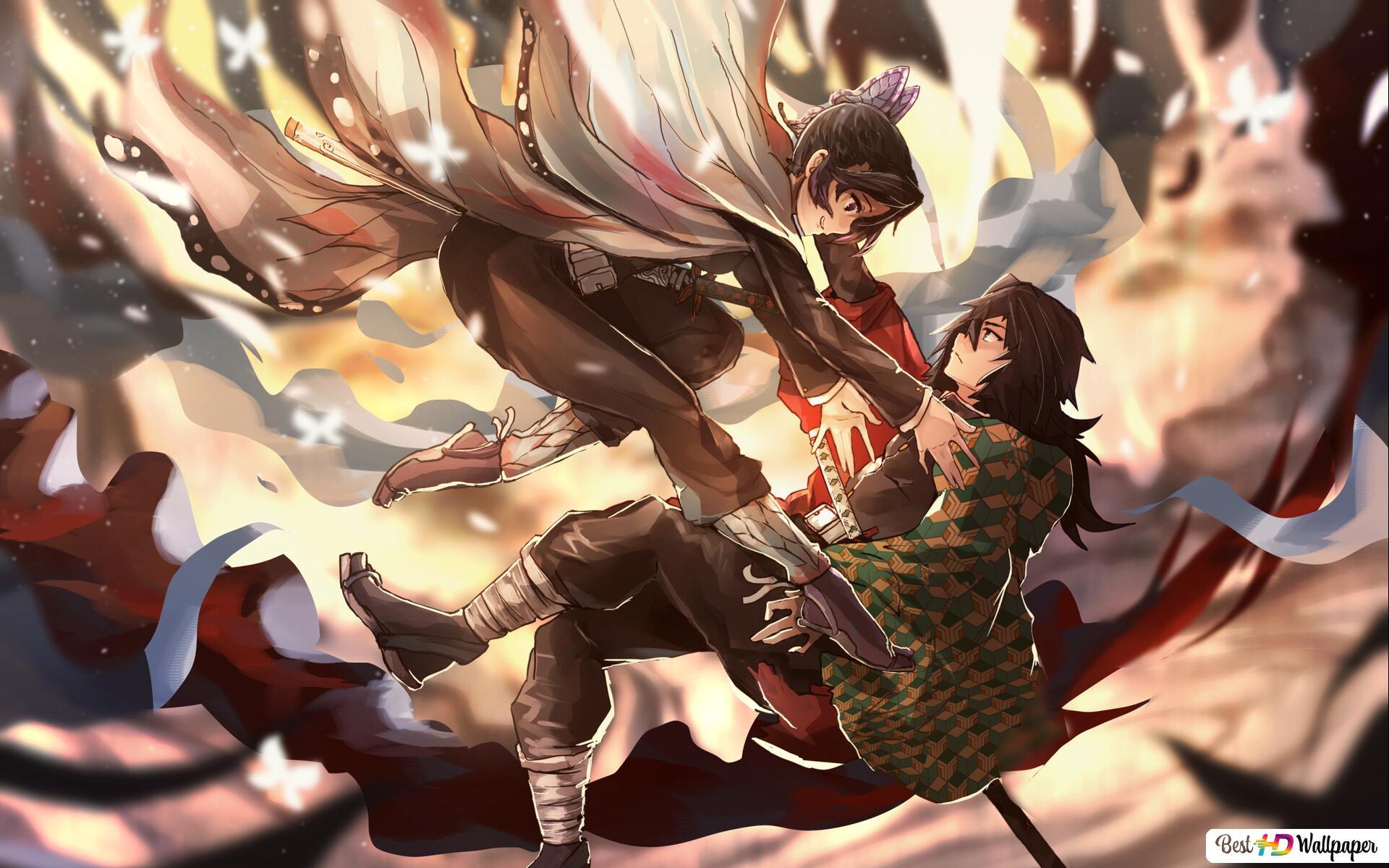 1920x1200 Shinobu Kochou & Giyuu Tomioka HD wallpaper download