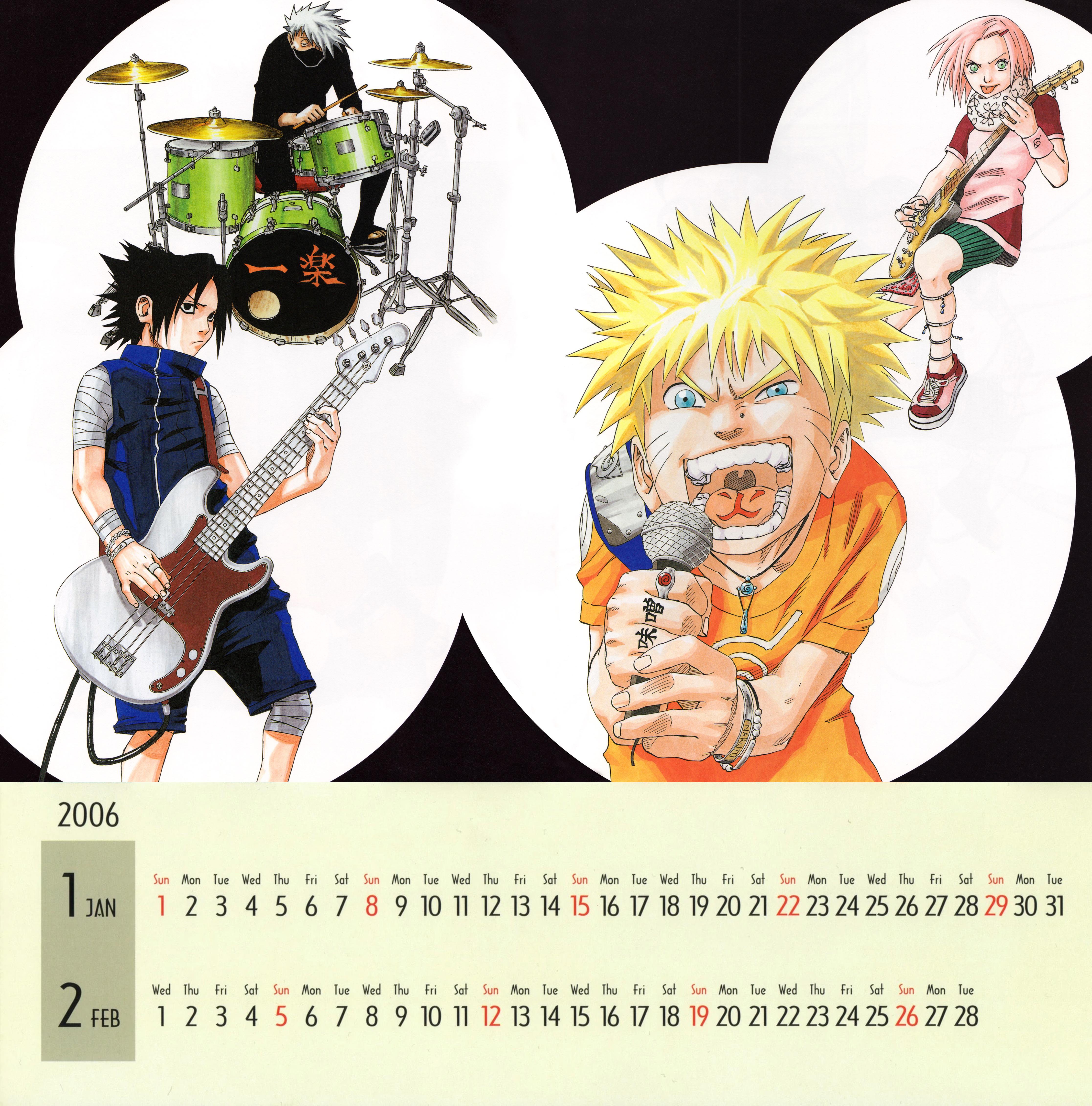 4467x4526 Team 7 Rockband 2006 Manga Calendar 01 02