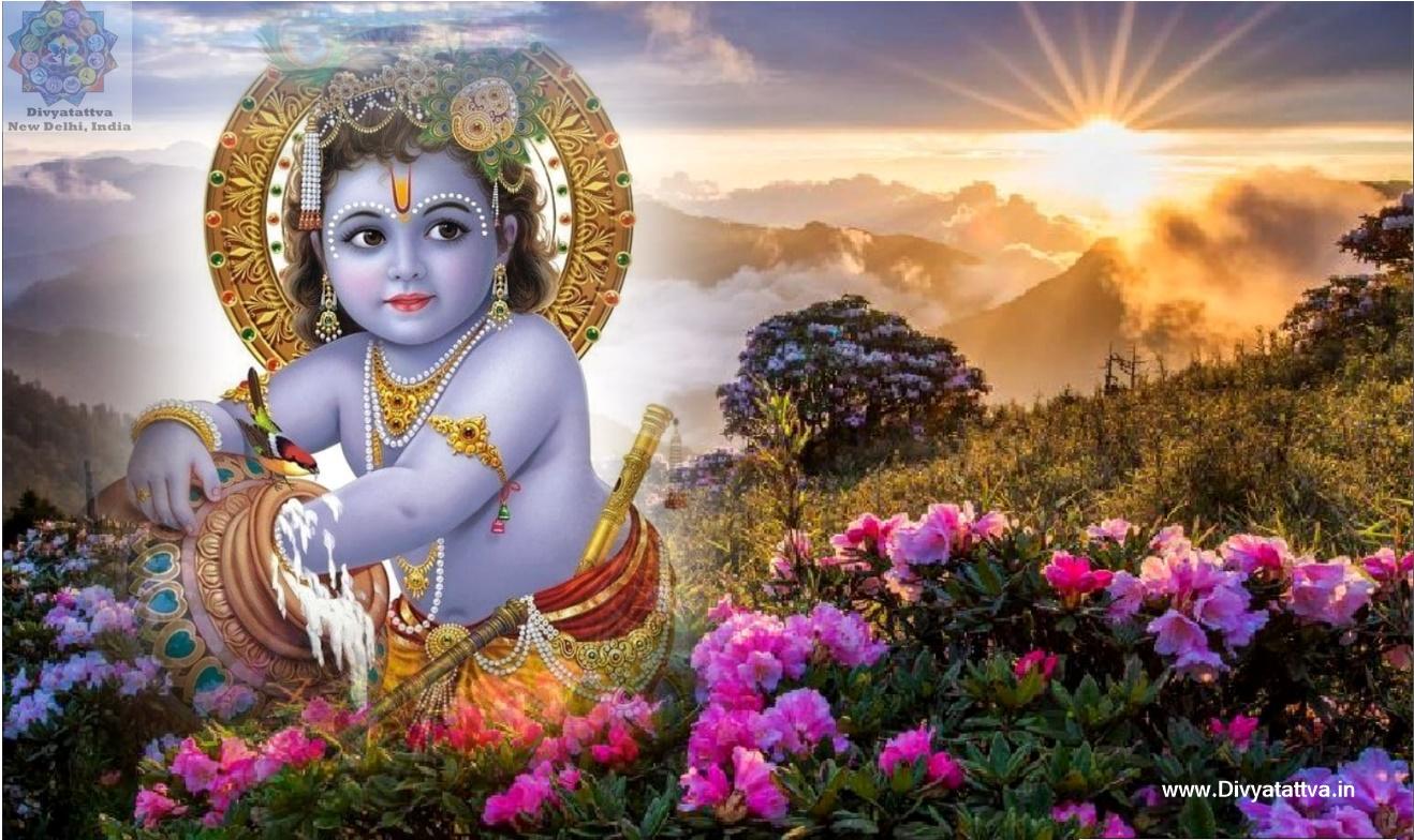 1318x784 Índian God Sri Krishna 4K UHD Wallpaper Baby Krishna Background Image