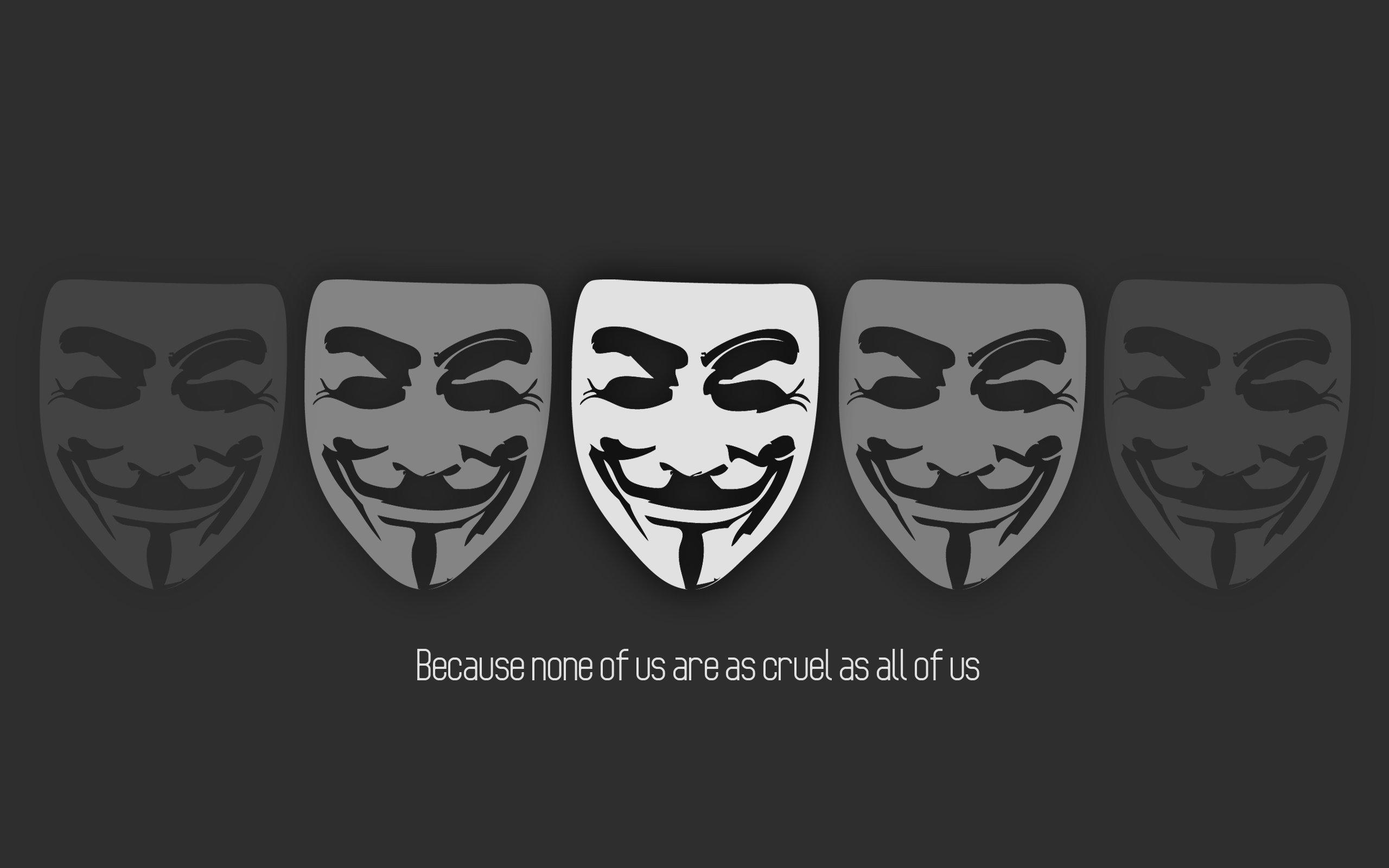 2560x1600 anonymous, Mask, Sadic, Dark, Anarchy, Hacker, Hacking, Vendetta Wallpaper HD / Desktop and Mobile Background