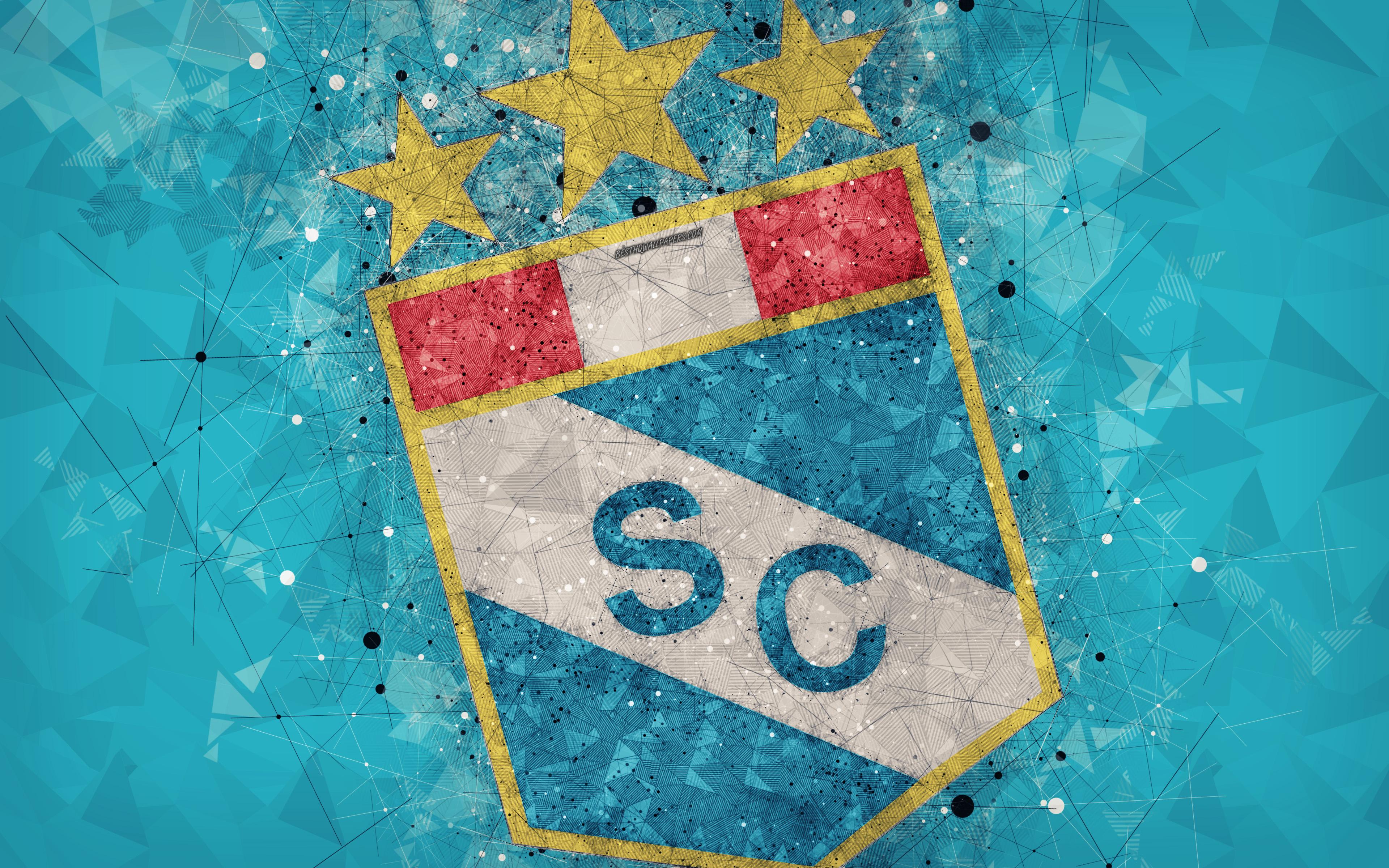 3840x2400 Club Sporting Cristal, 4k, Geometric Art, Logo, Peruvian Cristal Background