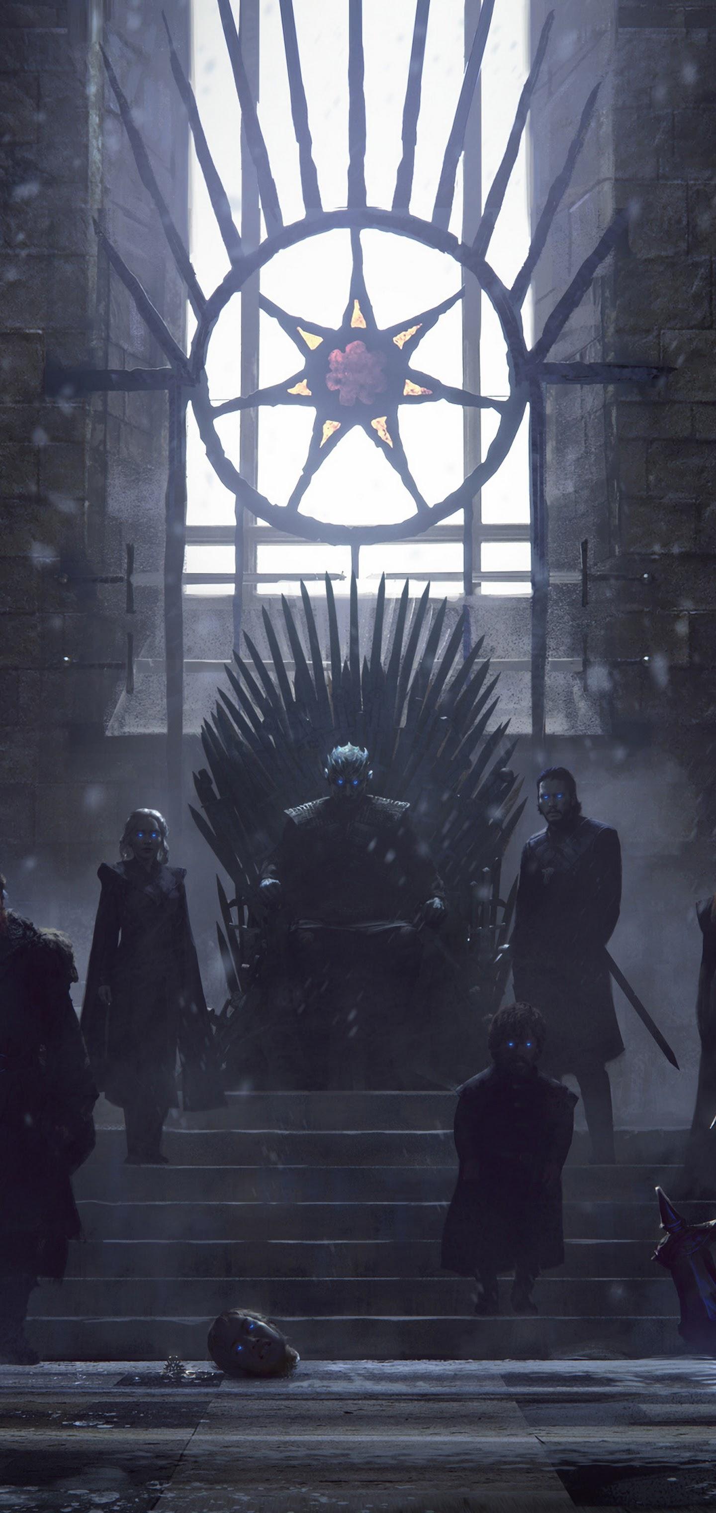 1440x3040 Game of Thrones Iron Throne Characters 4K Wallpaper