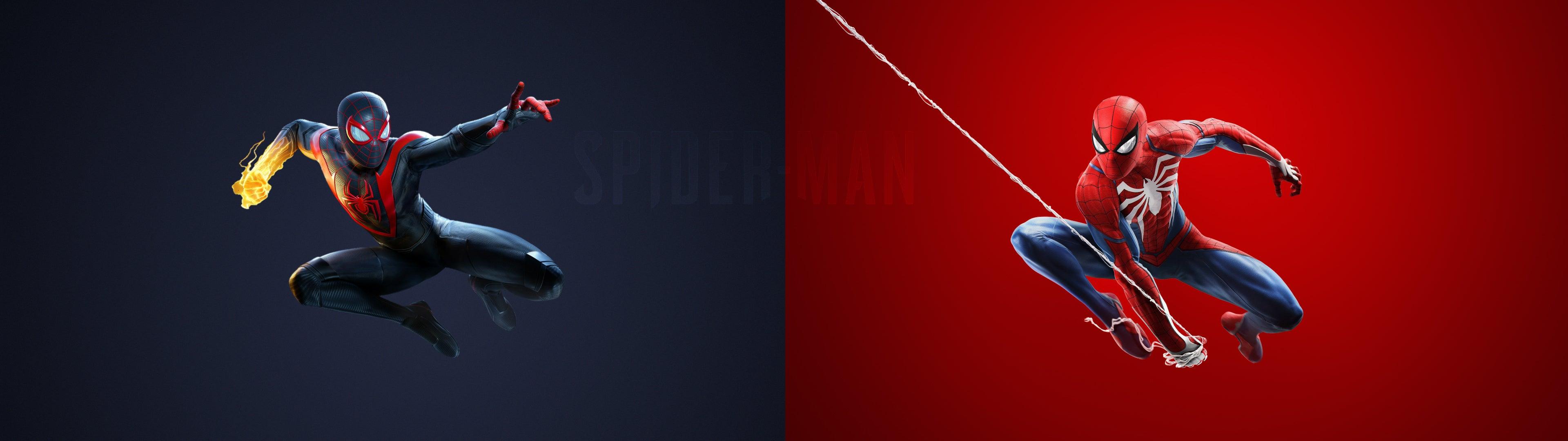 3840x1080 Dual Monitor Spiderman X Miles Morales PS5 Wallpaper (3840x1080)