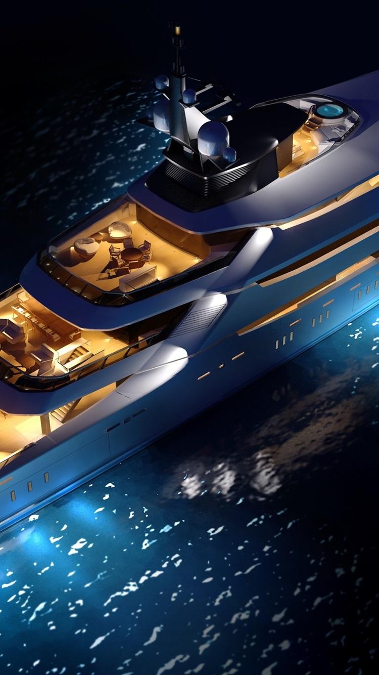 750x1334 Top View The Superyacht, Night, Lights 750x1334 IPhone 8 7 6 6S Wallpaper, Background, Picture, Image