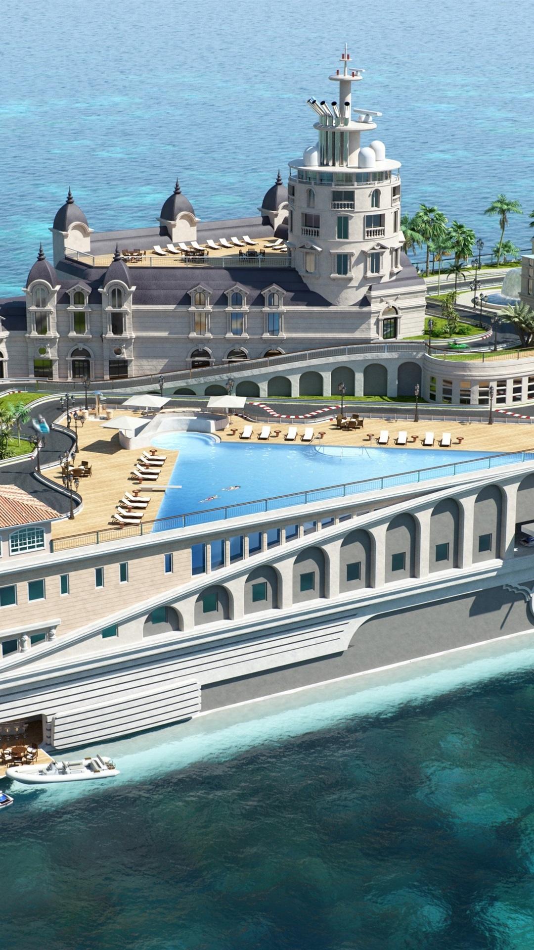 1080x1920 Superyacht, Yacht Island, Sea, Futuristic Design 1080x1920 IPhone 8 7 6 6S Plus Wallpaper, Background, Picture, Image
