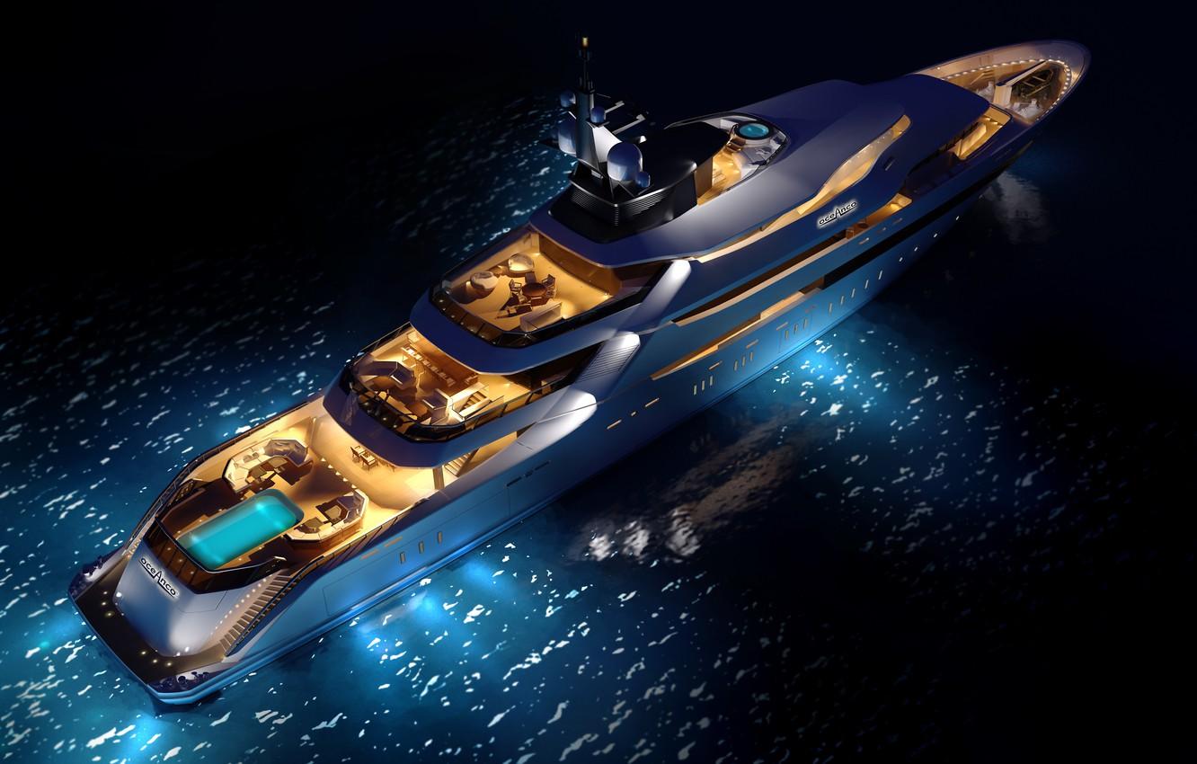 1332x850 Wallpaper sea, yacht, concept, night, superyacht, Y upview, oceAnco image for desktop, section другая техника