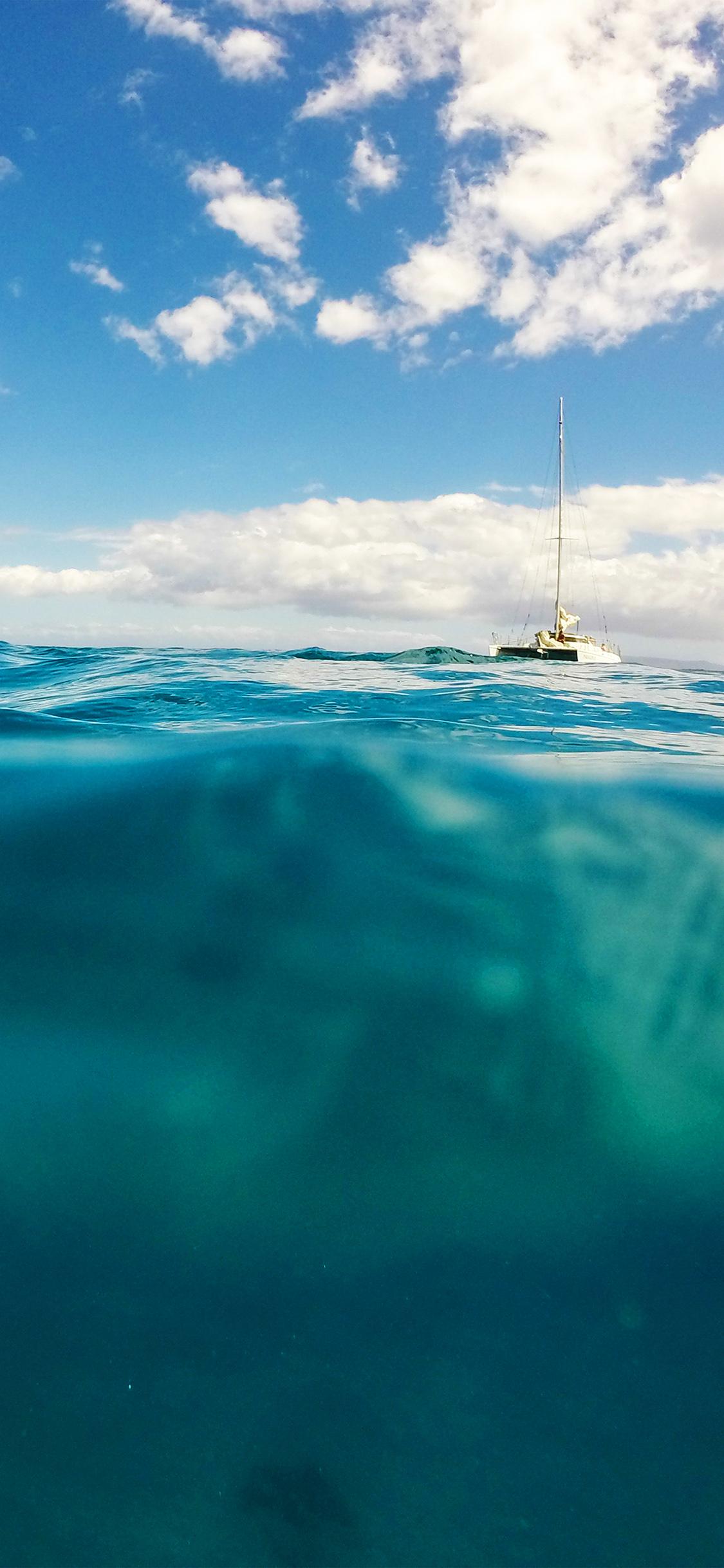 1125x2436 sea ocean boat summer vacation blue green