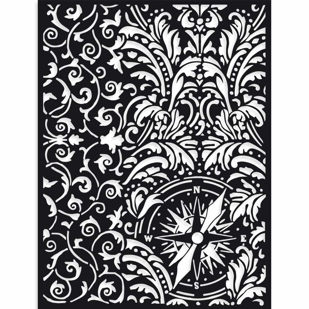 1000x1000 Stamperia Thick Stencil cm 15X20 Sir Vagabond wallpaper and compassfor Scrapbooks, Cards, & Crafting