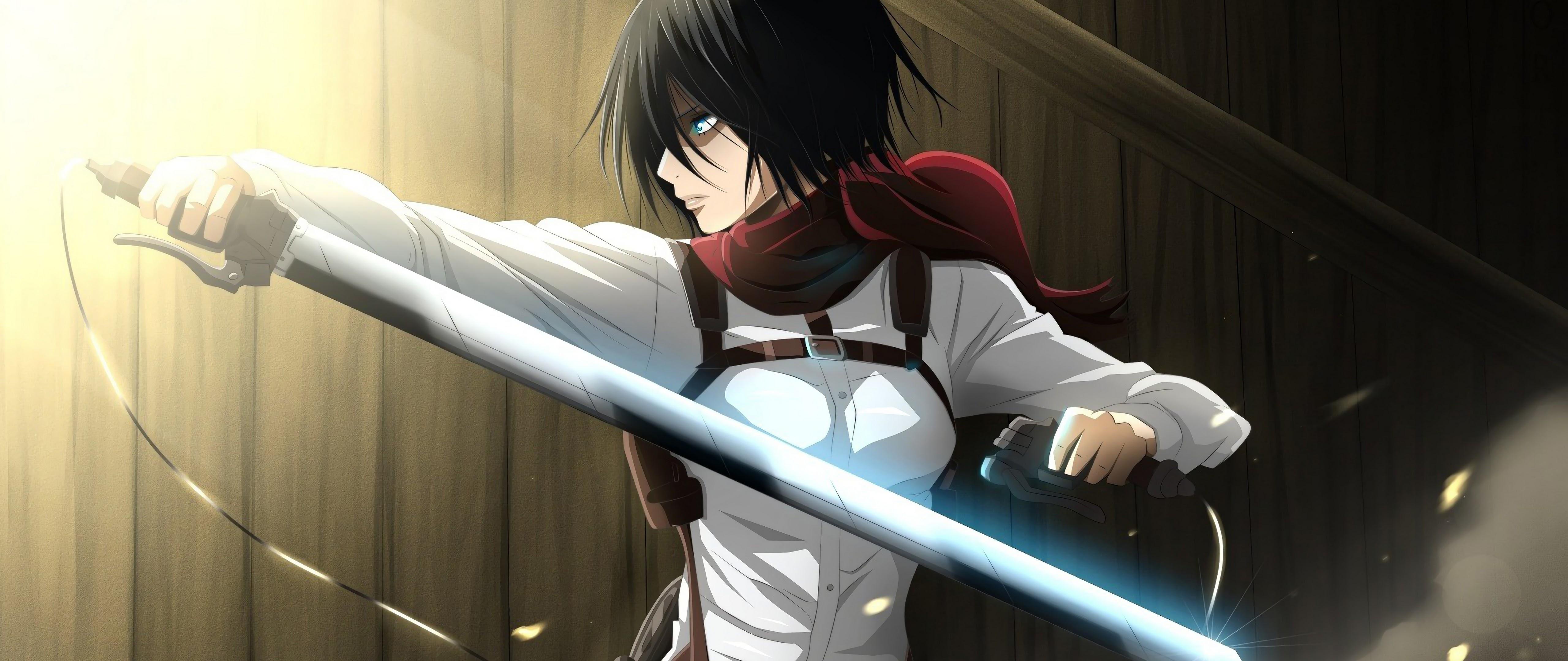 5120x2160 Mikasa Attack on Titan 4K Wallpaper