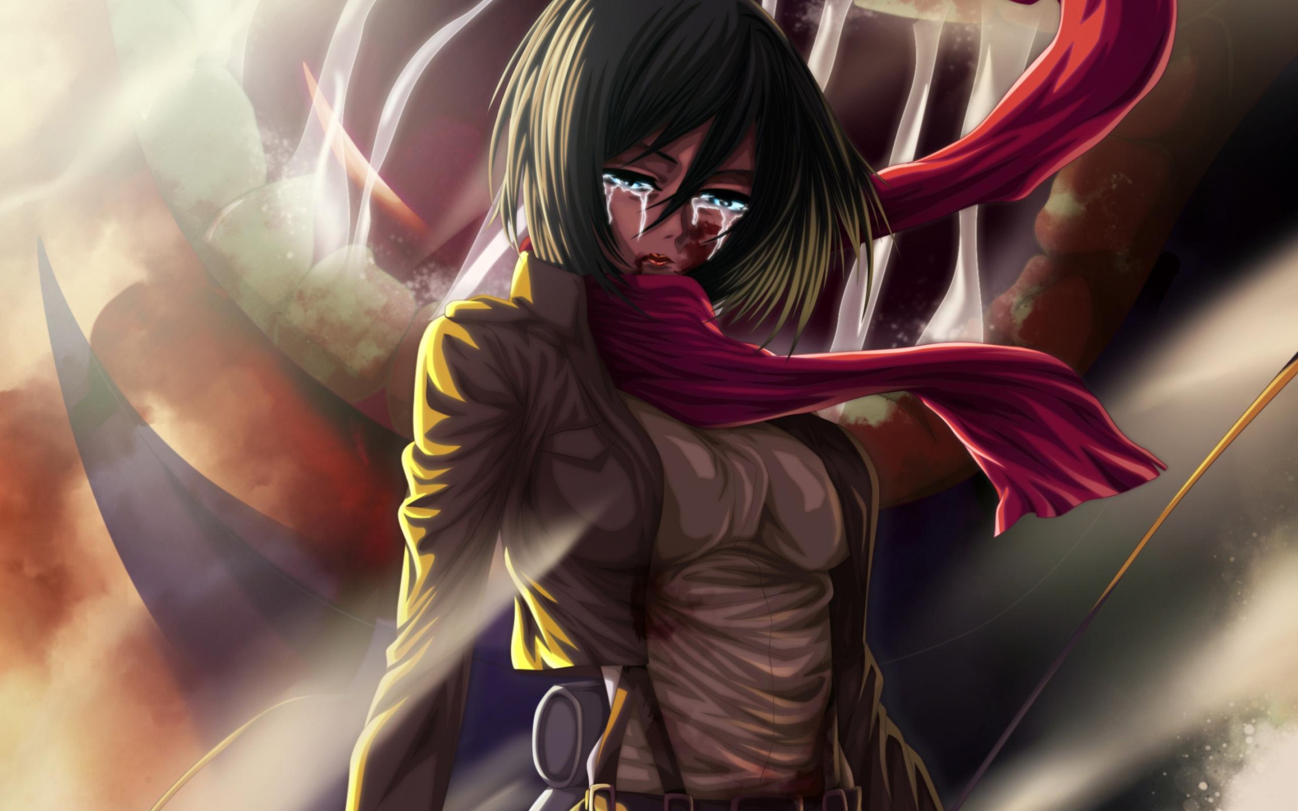 2560x1600 Crying Mikasa Ackerman, Deuteragonist, Attack On Titan
