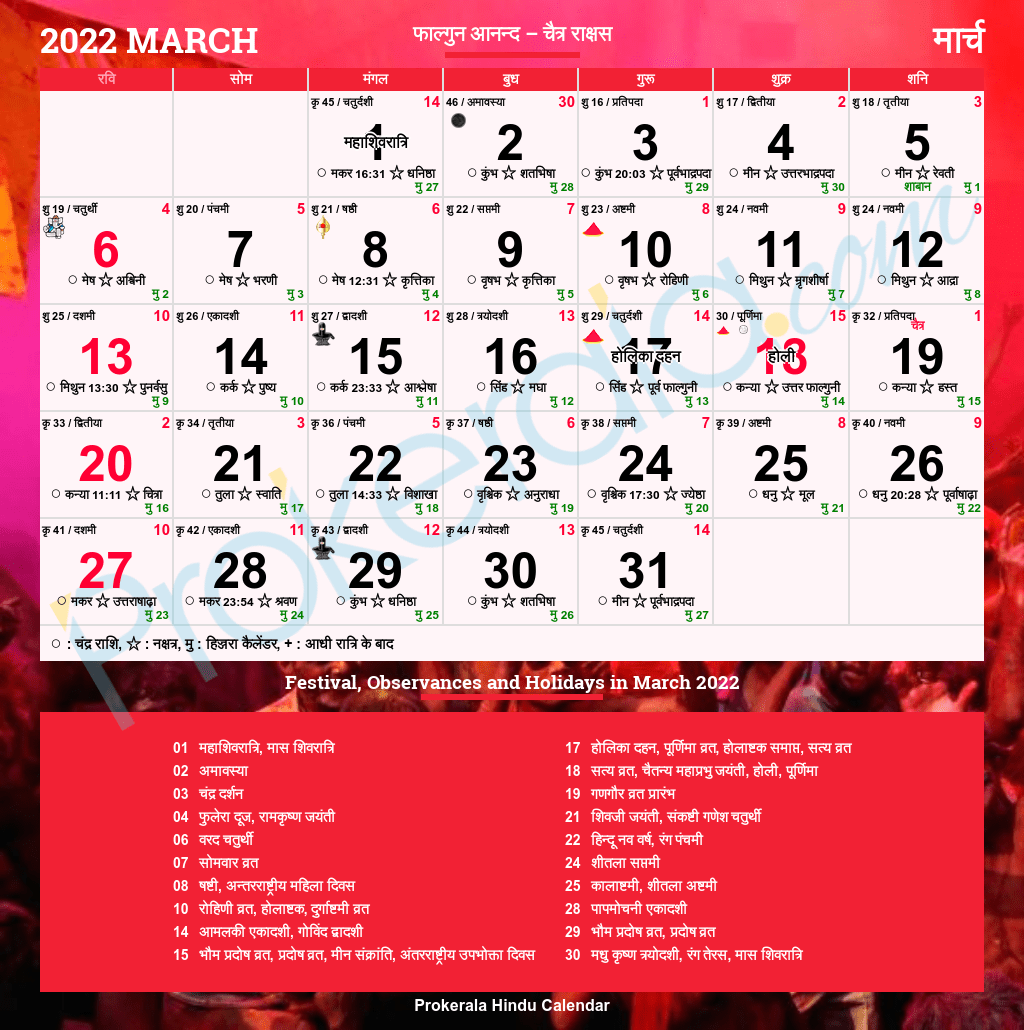 1024x1030 Hindu Calendar March
