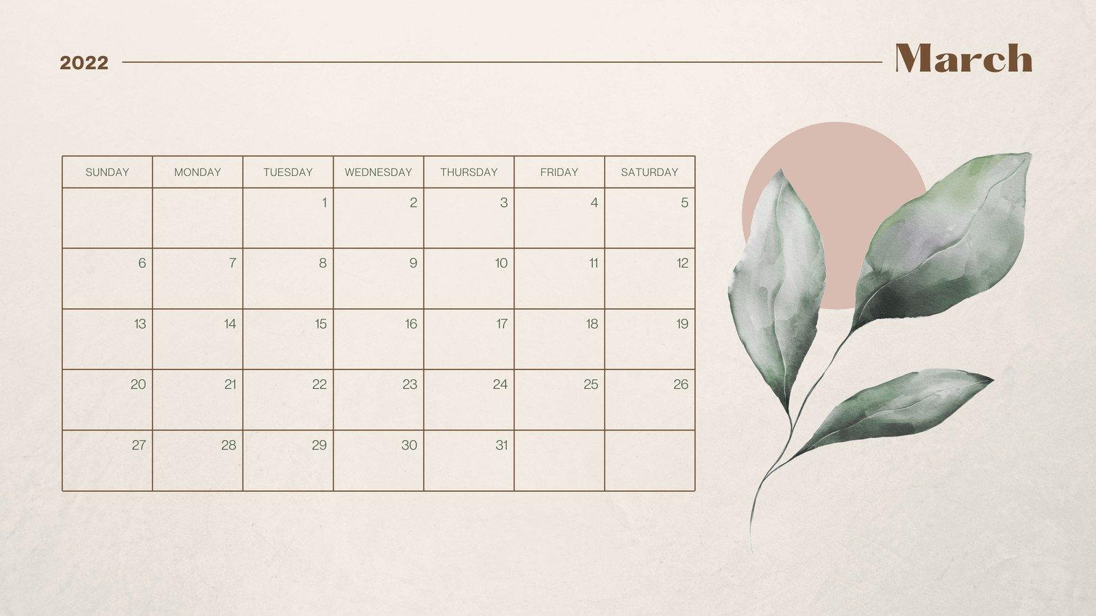 1600x900 Free and customizable calendar templates