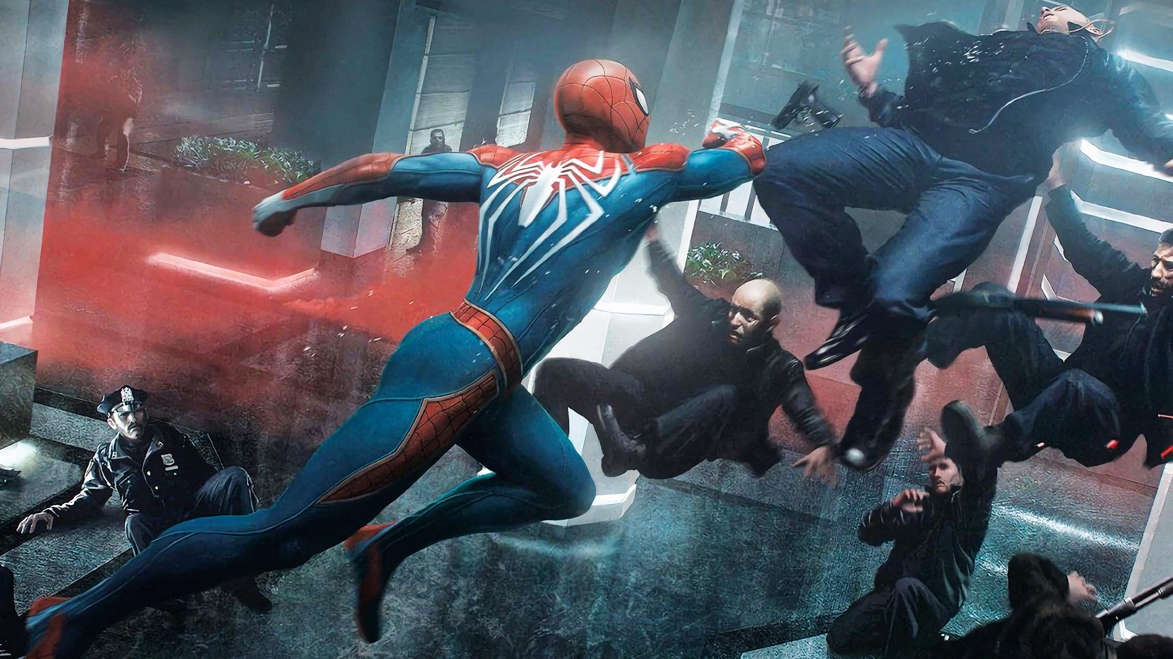 3840x2160 Marvel's Spider Man PS4 Fighting 4K