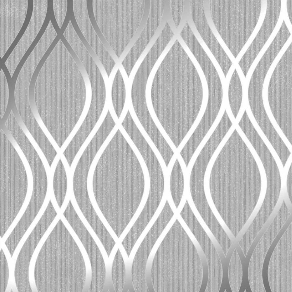 1000x1000 Camden Wave wallpaper in soft grey & silver. I Love Wallpaper