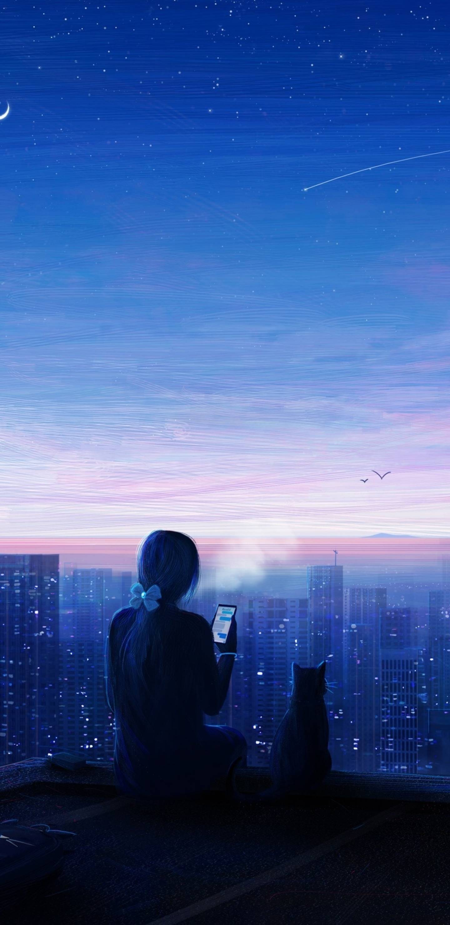1440x2960 Lonely Girl with Cat Samsung Galaxy Note S S SQHD Wallpaper, HD Artist 4K Wallpaper, Image, Photo and Background