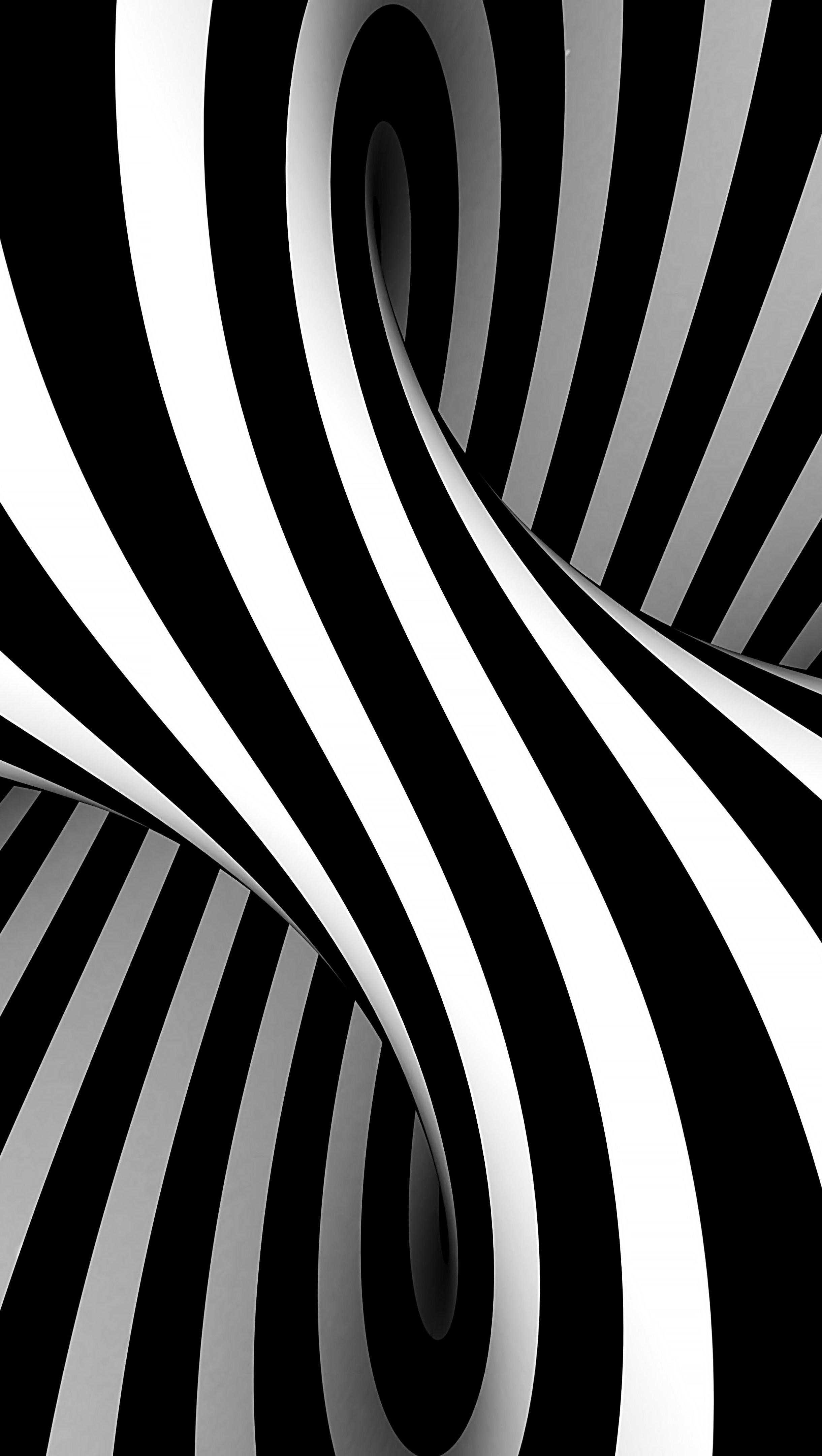 2440x4320 Vasarely style 3D black and white optical illusion Wallpaper 8k Ultra HD