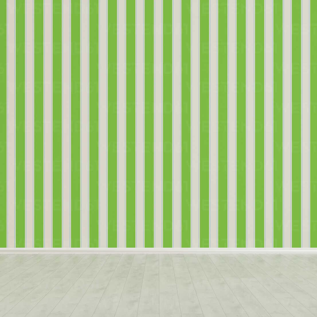 1106x1106 3D rendering, Striped wallpaper in empty room
