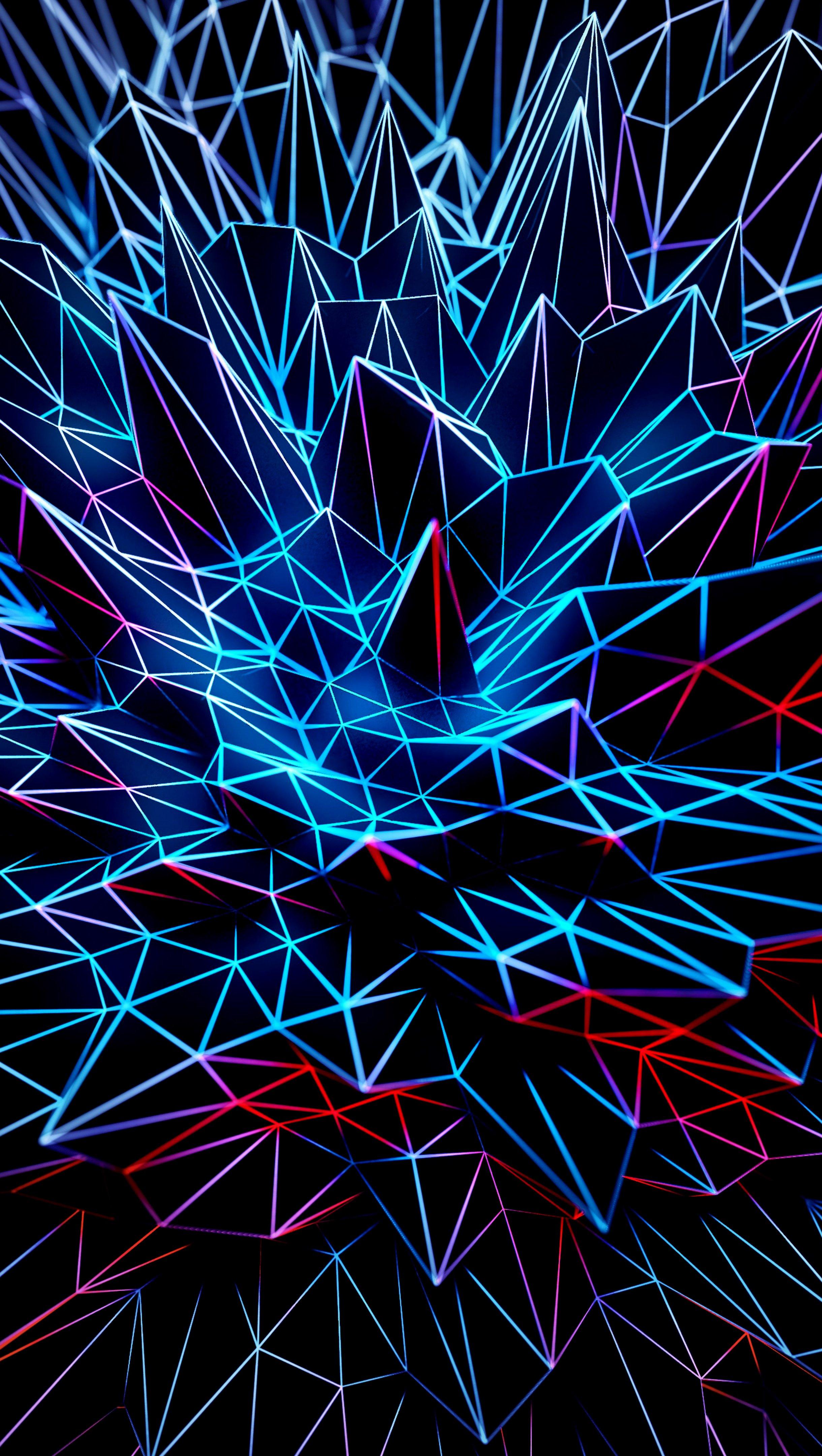 2440x4320 3D polygonal spikes art Wallpaper 8k Ultra HD