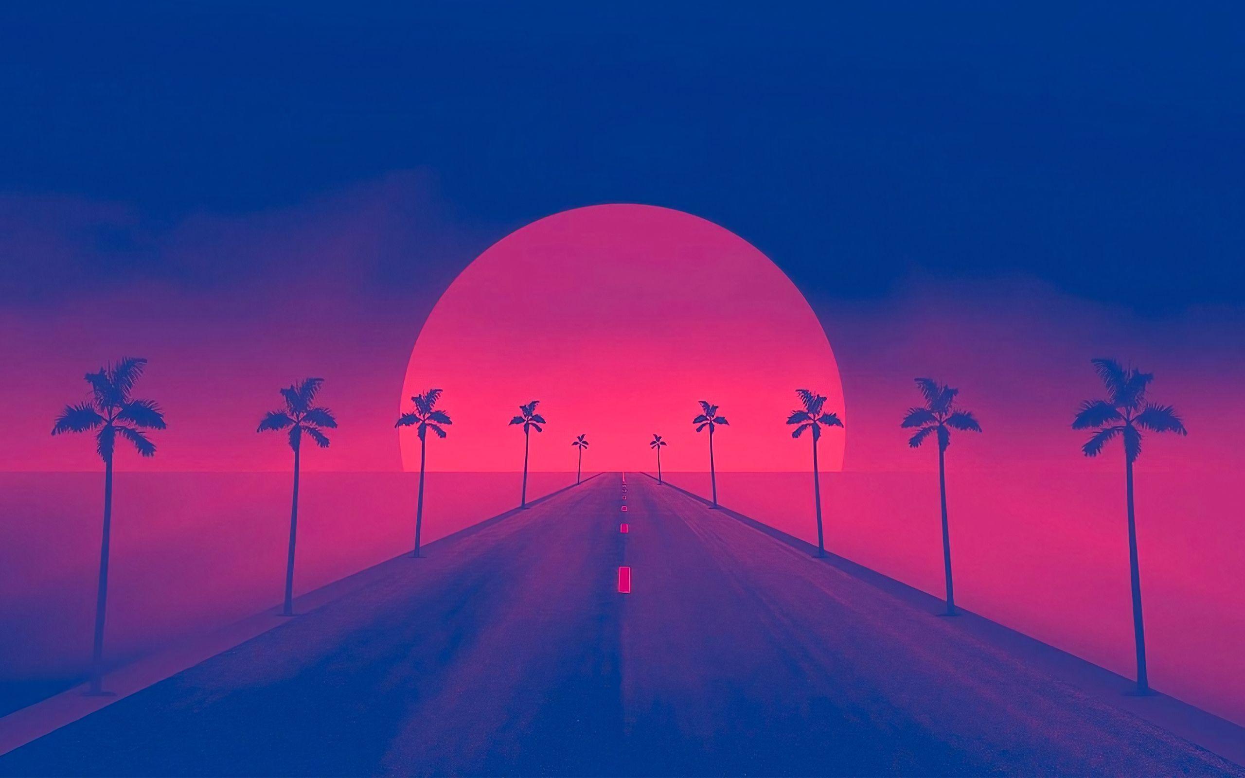 2560x1600 Retro Wave Palm Tree Wallpaper