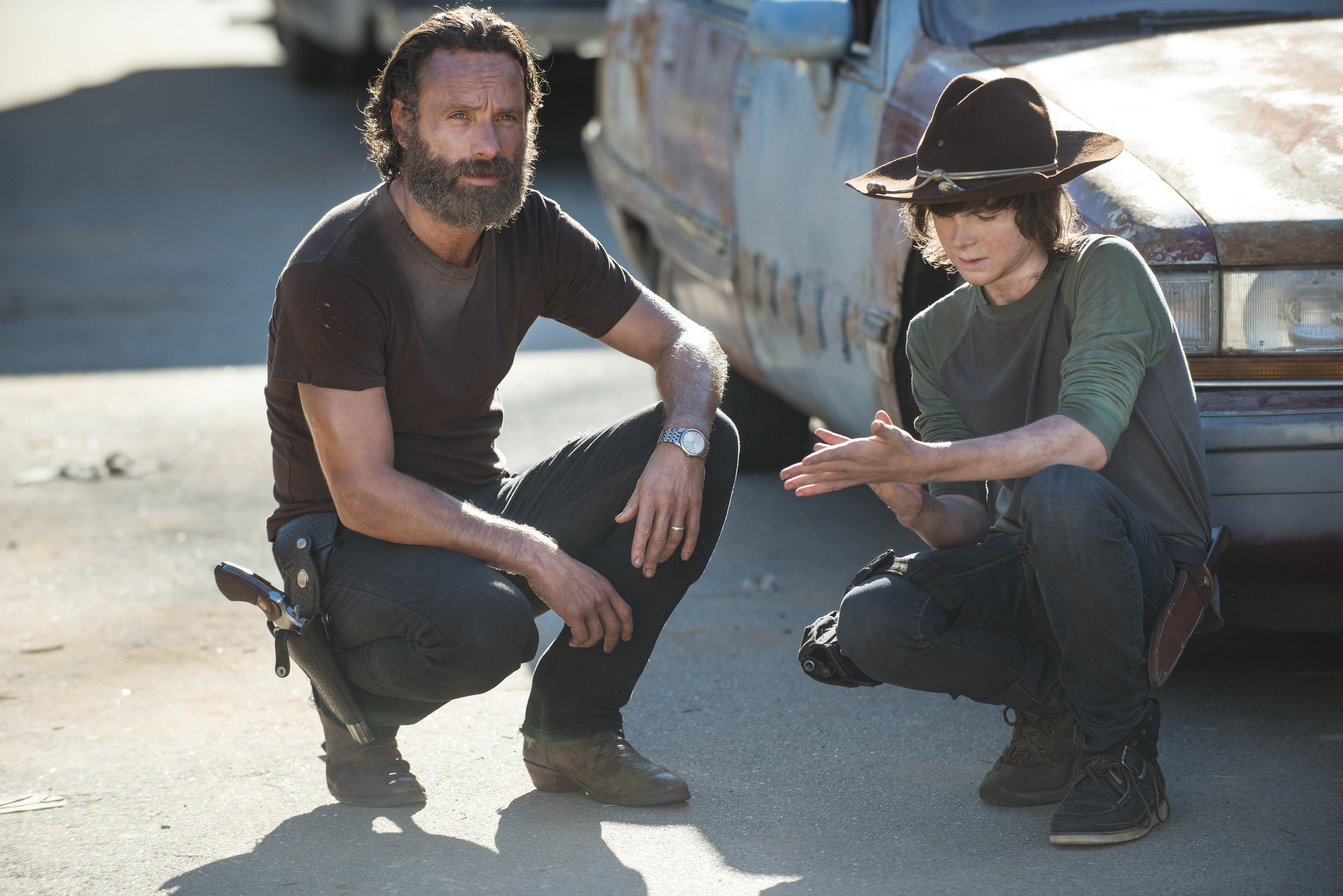 3600x2403 Carl Grimes, The Walking Dead TV, Men, Andrew Lincoln, Beard, Boys, Hat, Two HD Wallpaper