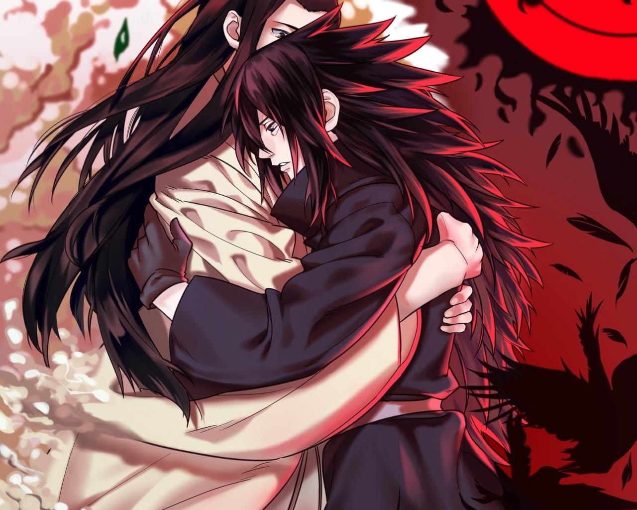 1280x1024 Wallpaper Senju Hashirama, Uchiha Madara, Hugging, Naruto:2508x2833