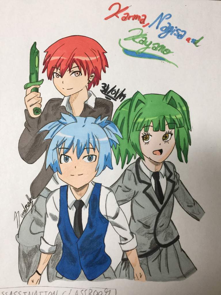 768x1024 Karma Akabane, Nagisa Shiota & Kayano Kaede Drawing. Assassination Classroom Amino