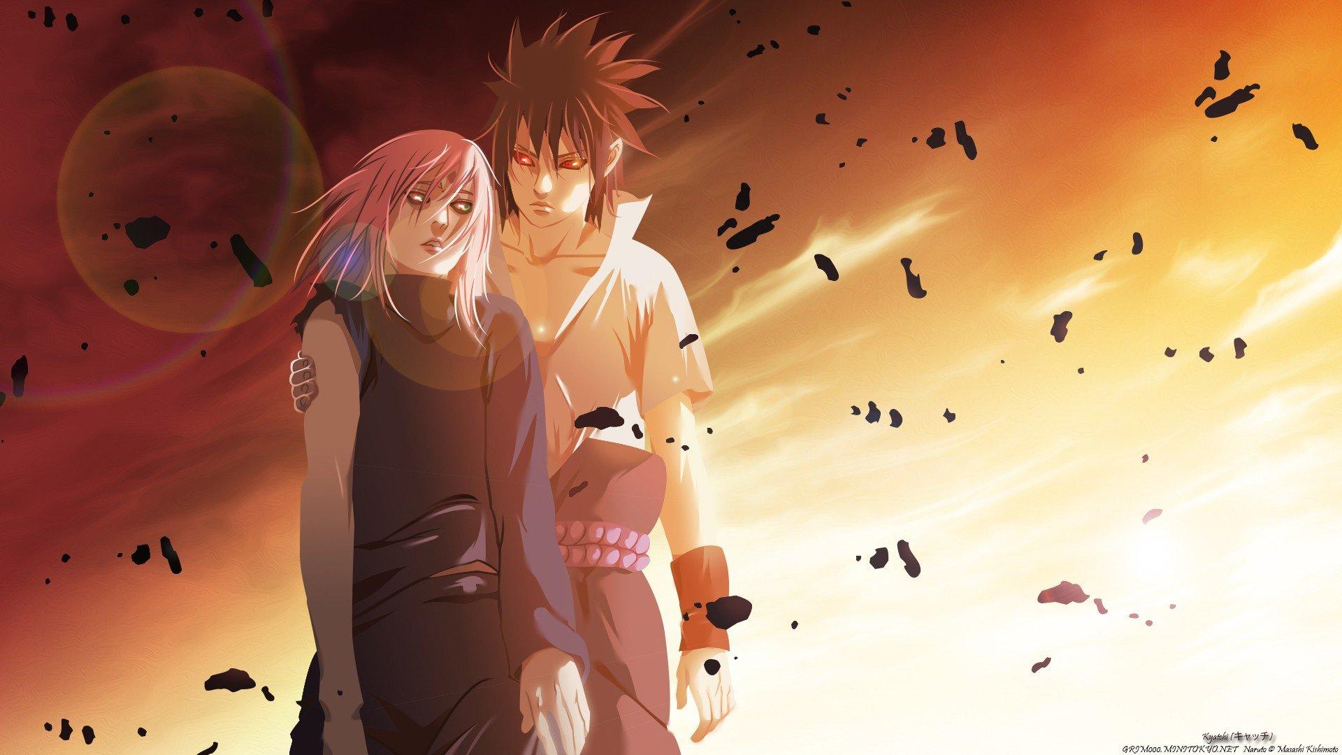 1920x1080 Uchiha Sasuke, Haruno Sakura, Couple, Sunset, Sharingan, Rinnegan, Lens flare, Naruto Shippuuden Wallpaper HD / Desktop and Mobile Background