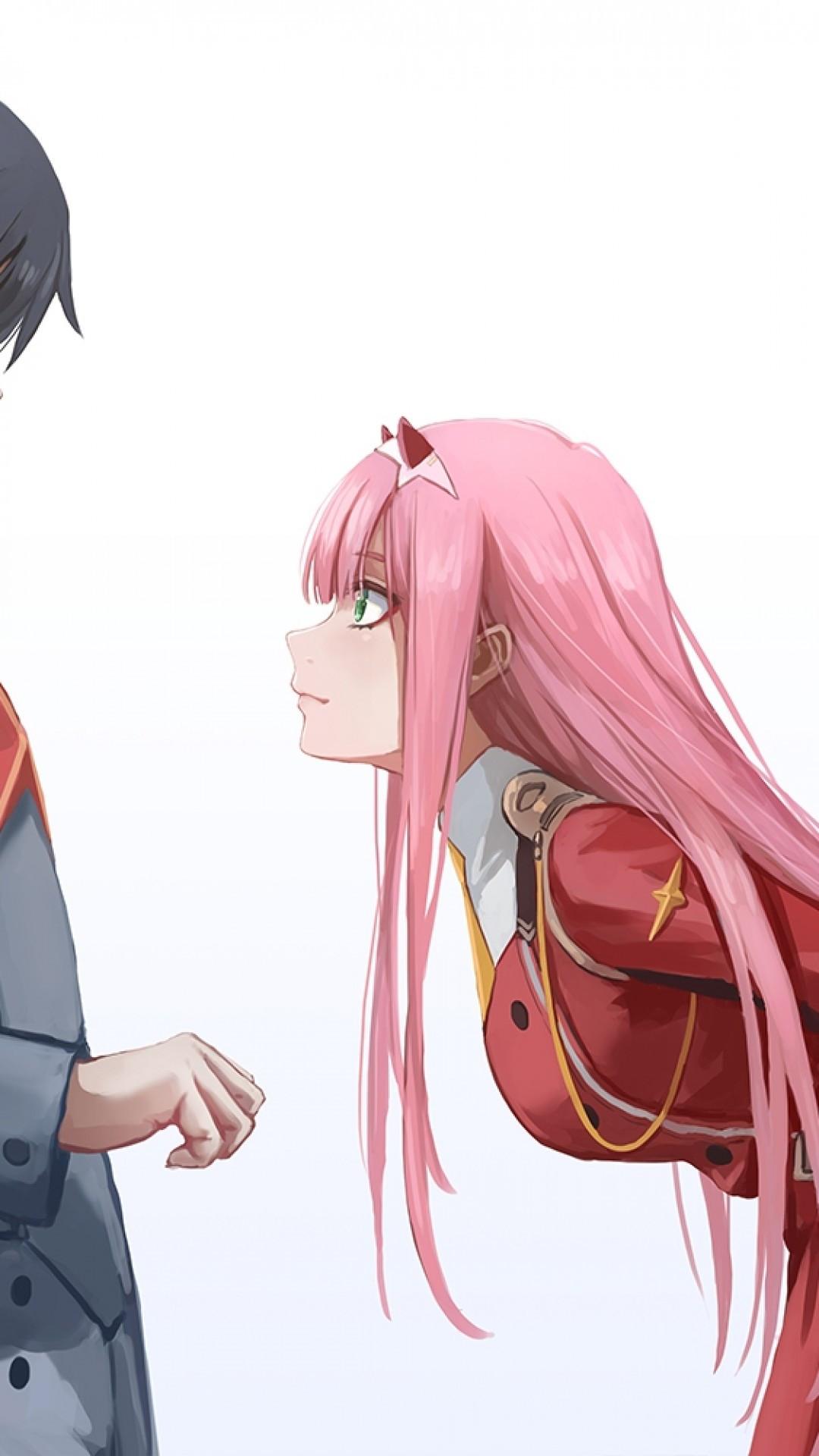 1080x1920 Download 1080x1920 Zero Two X Hiro, Darling In The Franxx, Pink Hair, Profile View, Romance, Couple Wallpaper for iPhone iPhone 7 Plus, iPhone 6+, Sony Xperia Z, HTC One