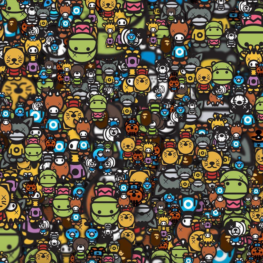 1024x1024 Many Funny Animals iPad Wallpaper Free Download