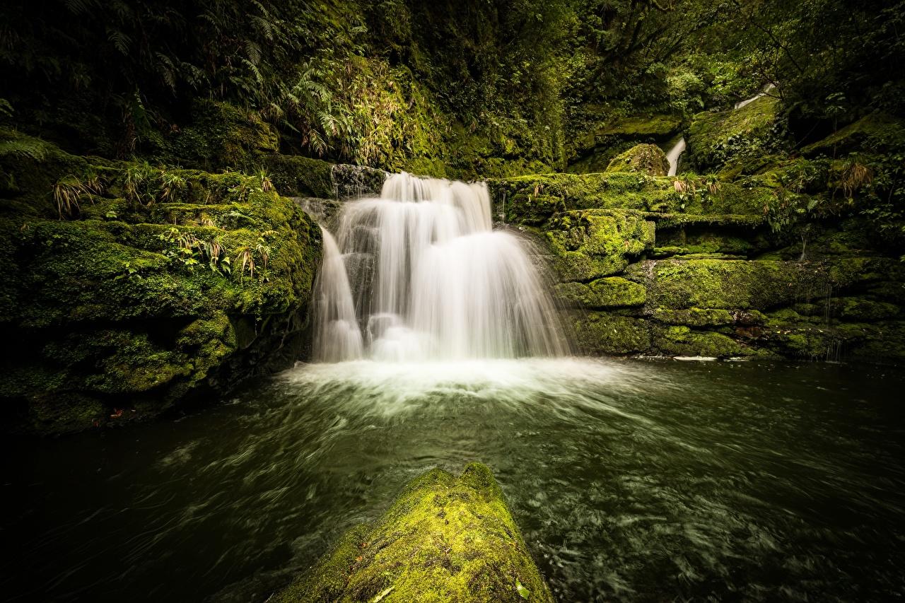1280x853 Desktop Wallpaper New Zealand Tautuku River, Lower McLean Falls