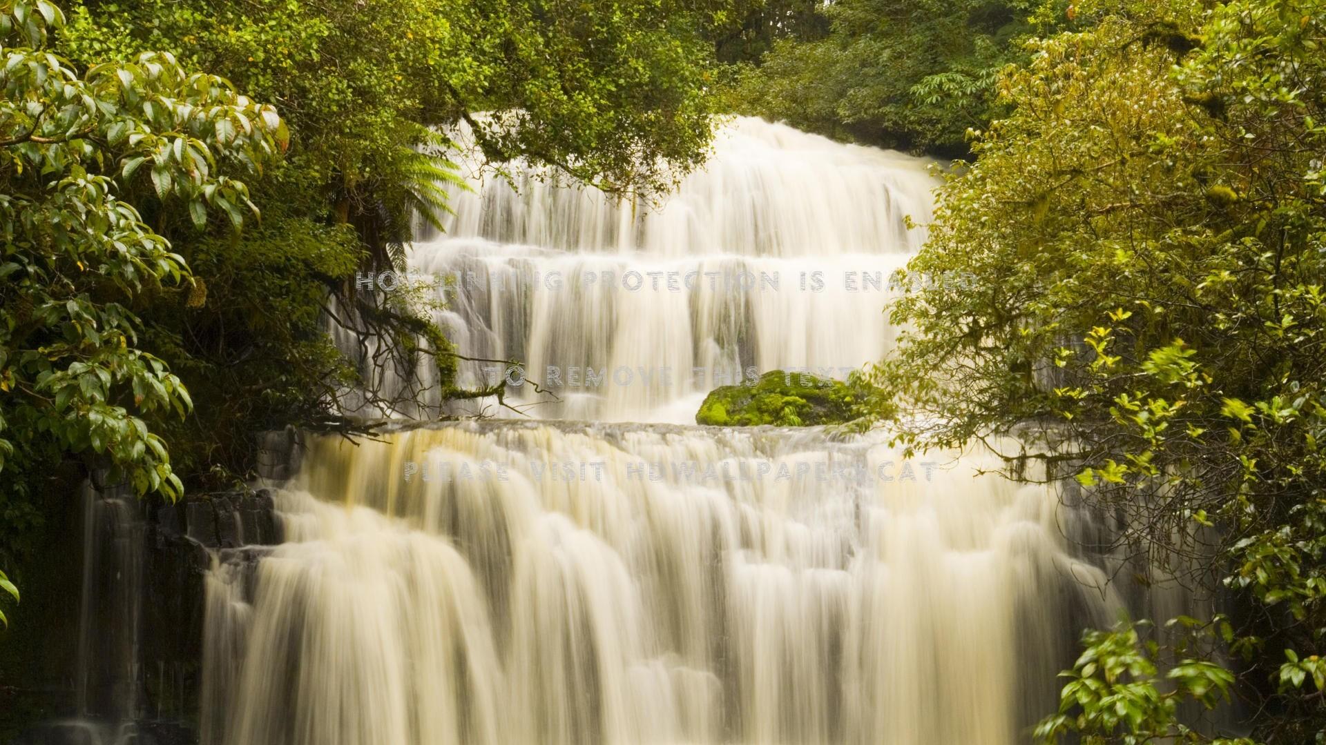 1920x1080 new zealand forest waterfall nature