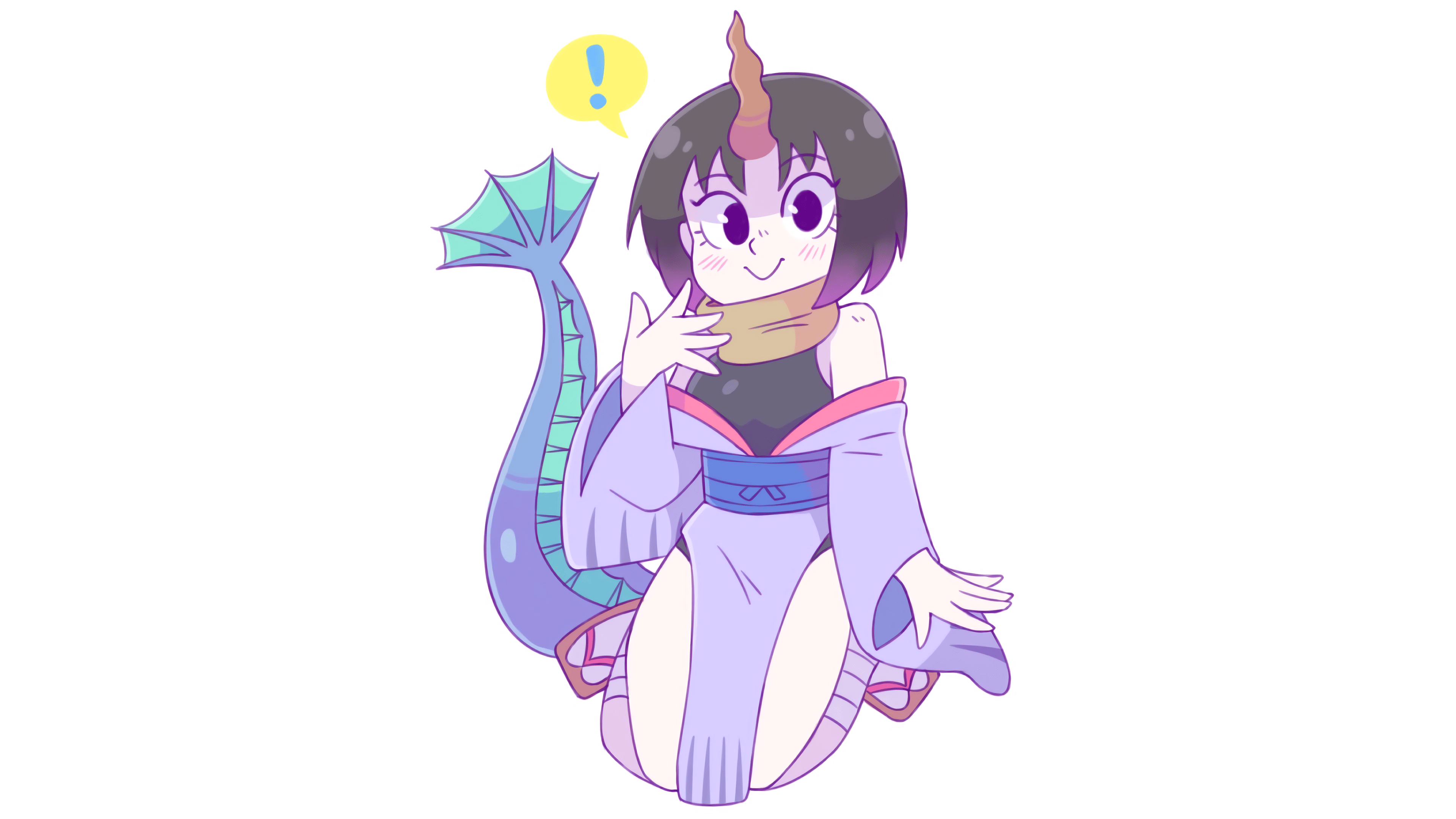 3840x2160 Kobayashi San Chi No Maid Dragon Elma Jouii (kobayashi San Chi No Maid Dragon) Looking At Viewer Simple Background
