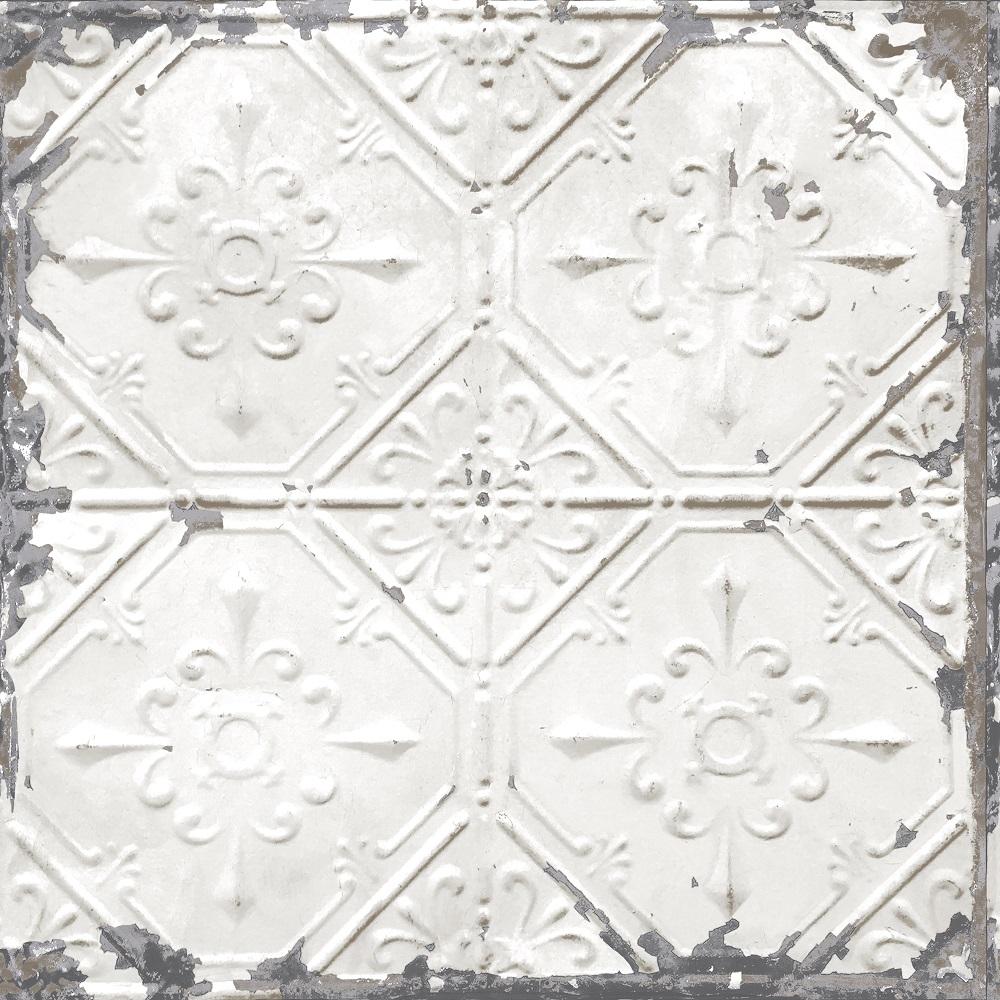 1000x1000 A Street Prints Tin Tile Light Grey Silver Wallpaper