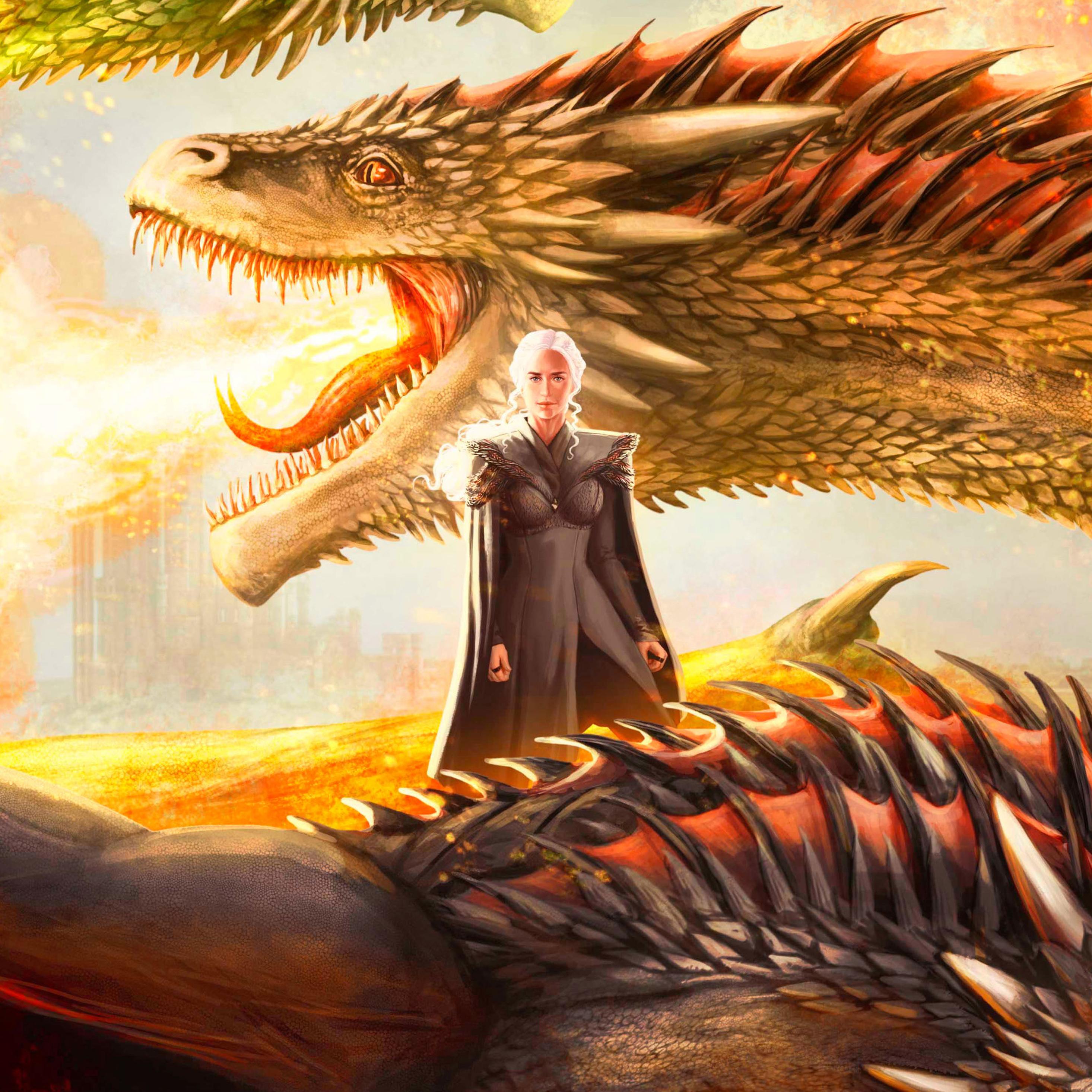 2932x2932 Mother Of Dragons Artwork iPad Pro Retina Display HD 4k Wallpaper, Image, Background, Photo and Picture