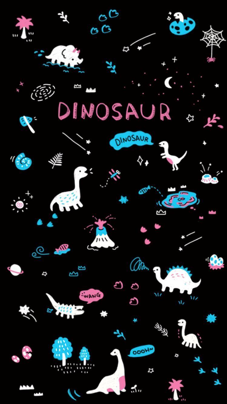 750x1333 Cute Dinosaur Aesthetic Wallpaper