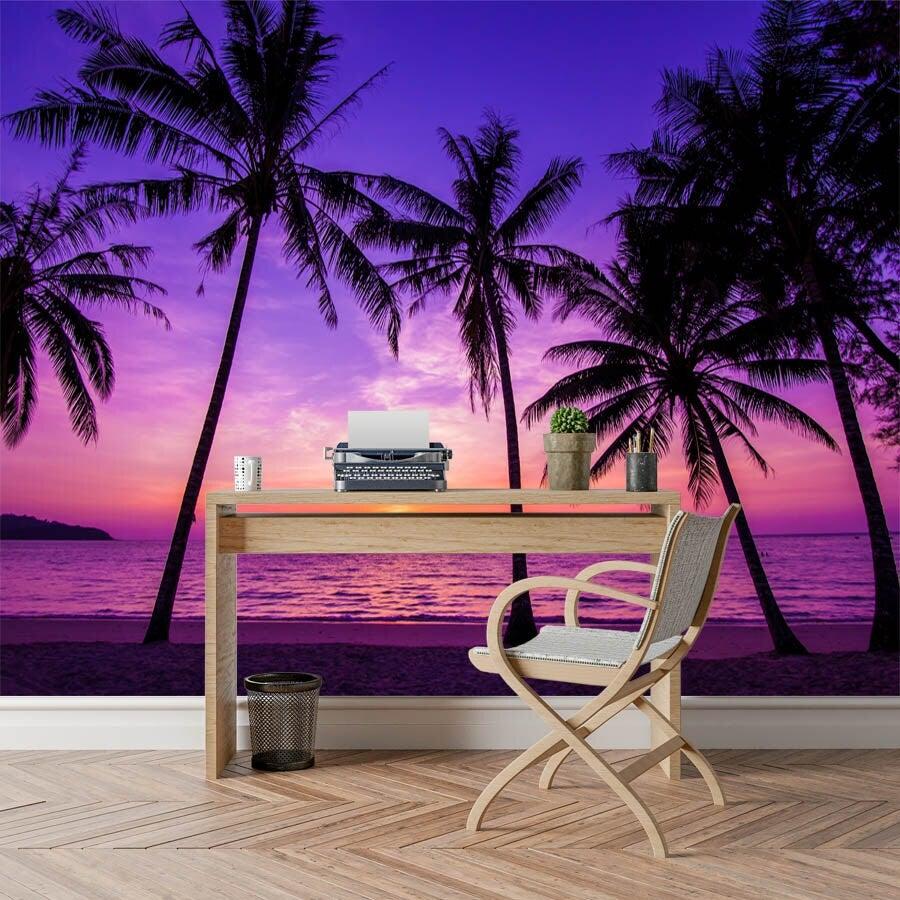900x900 Palm Sea Sunset Wallpaper
