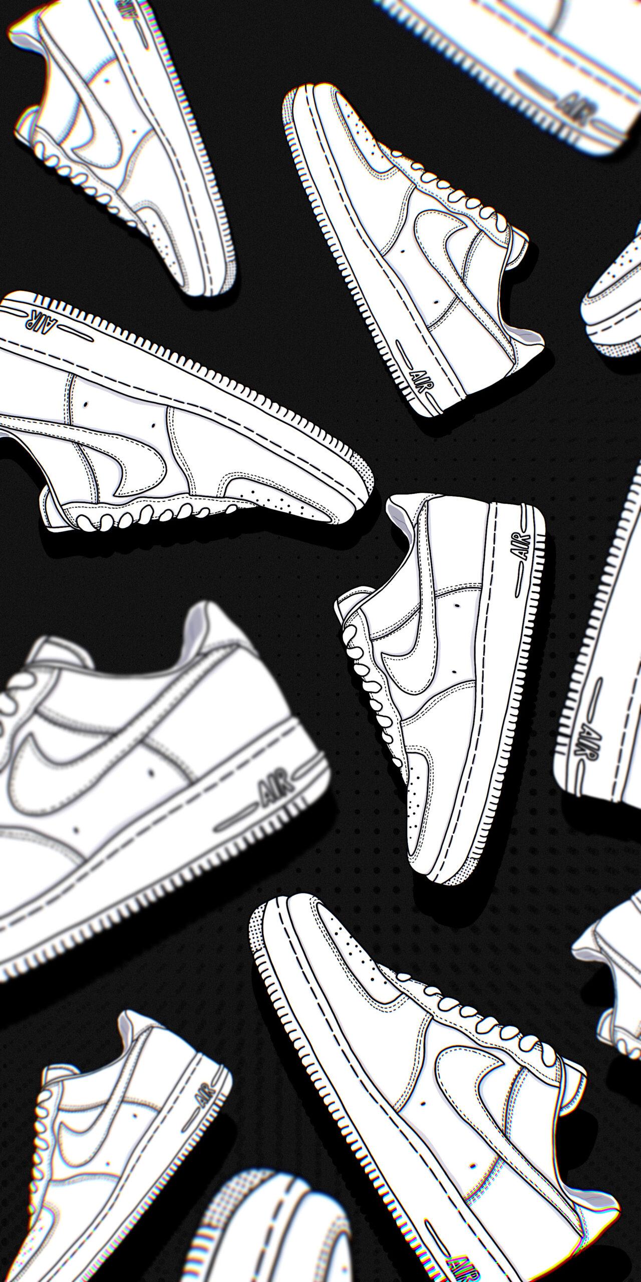1280x2560 Nike Air Force 1 Shoes White & Black Wallpaper