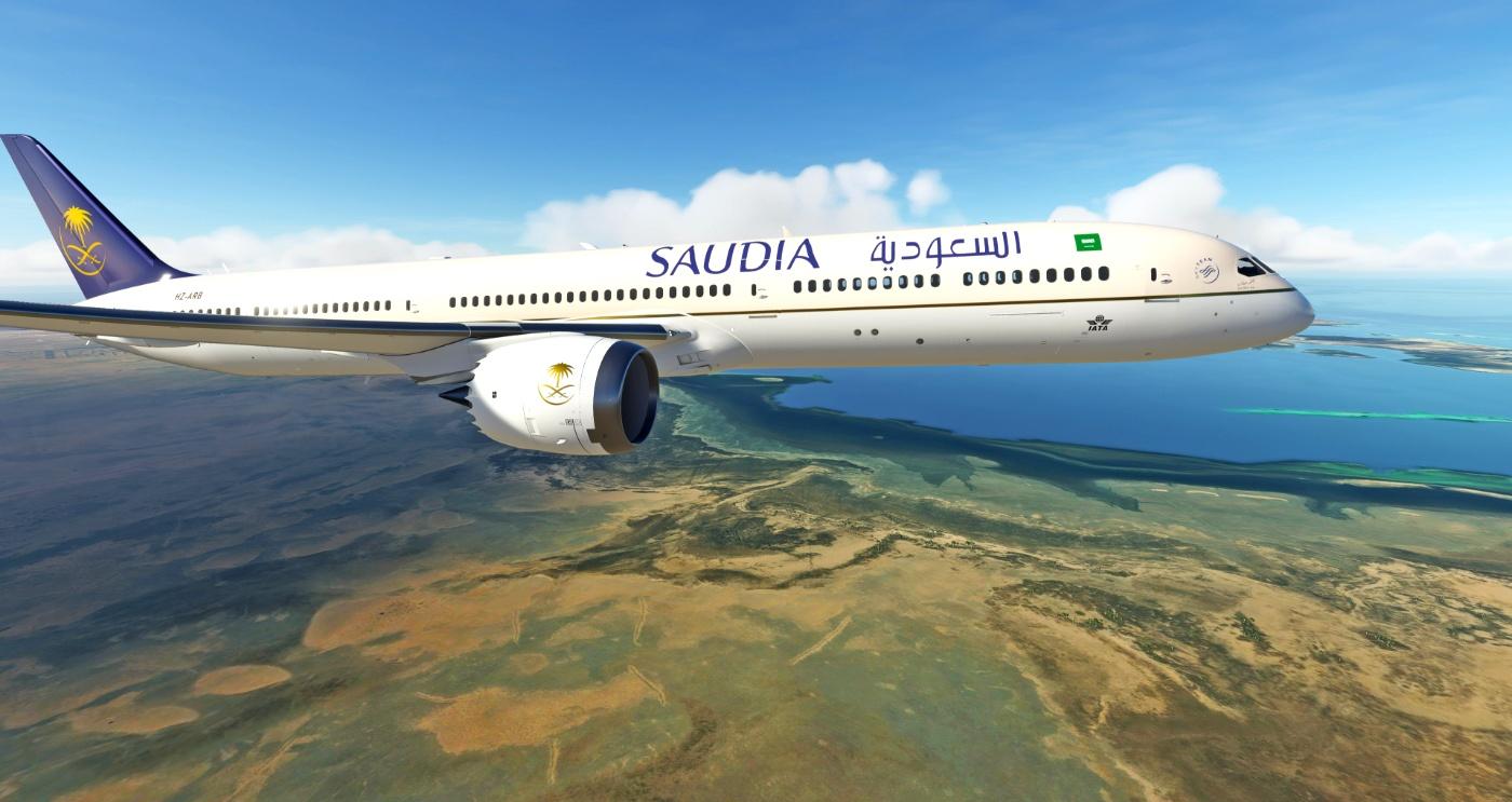 1400x743 8k Saudia (Saudi Airlines) B787 10 Microsoft Flight Simulator