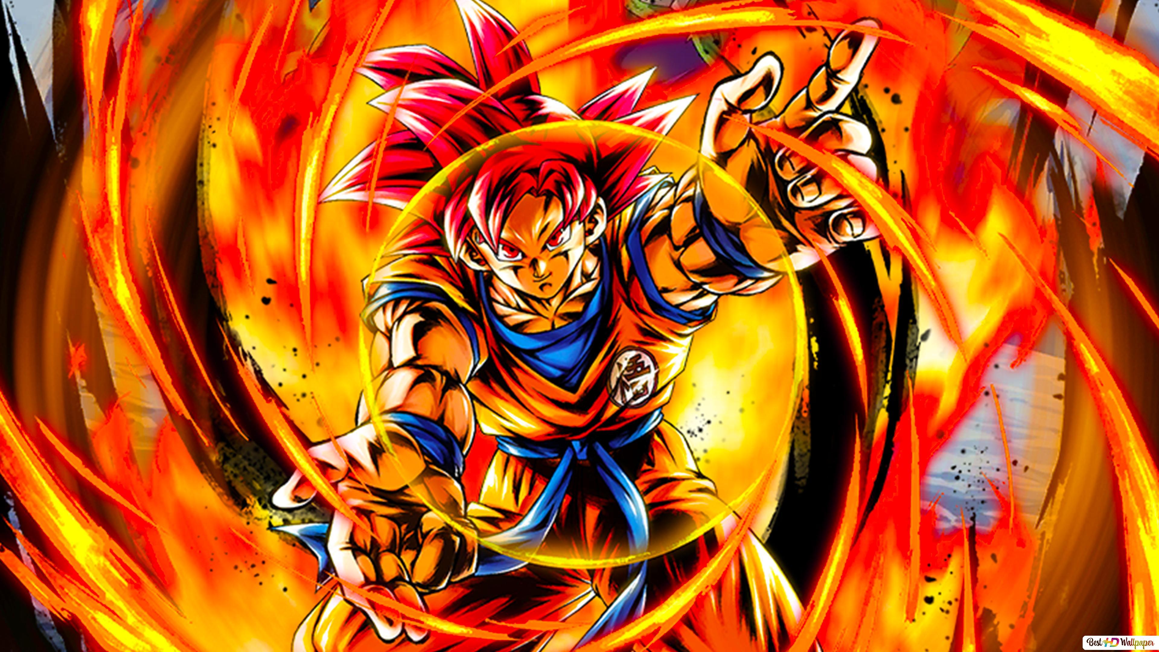 3840x2160 Super Saiyan God Goku from Dragon Ball Super [Dragon Ball Legends Arts] for Desktop HD wallpaper download