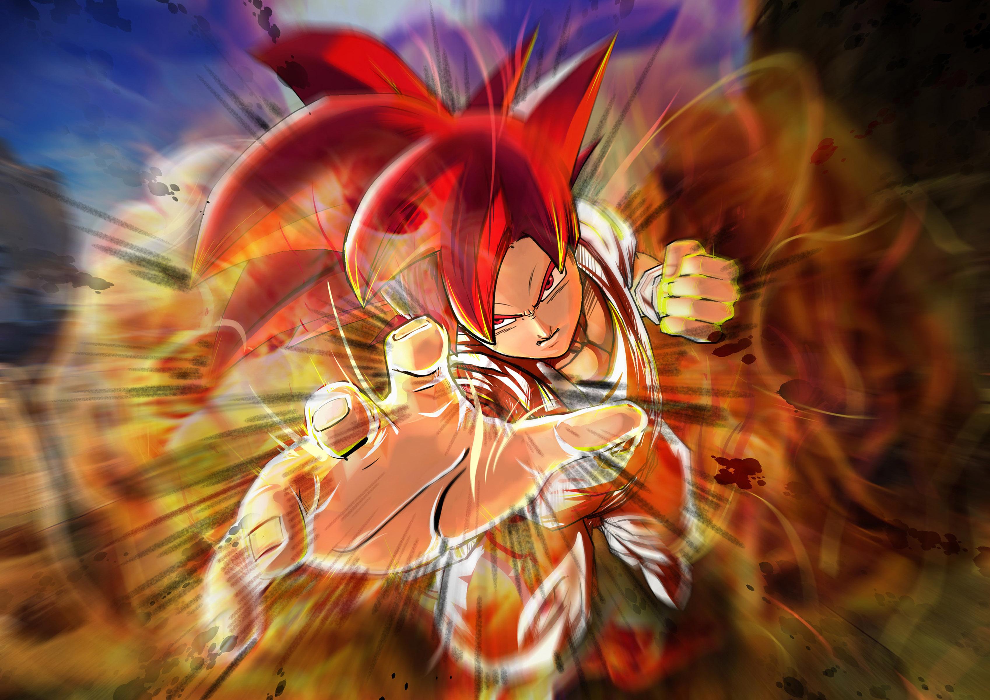 3396x2400 3396x2400 Digital Art, Dragon Ball Super, Goku, Red Eyes, Red Hair HD Wallpaper