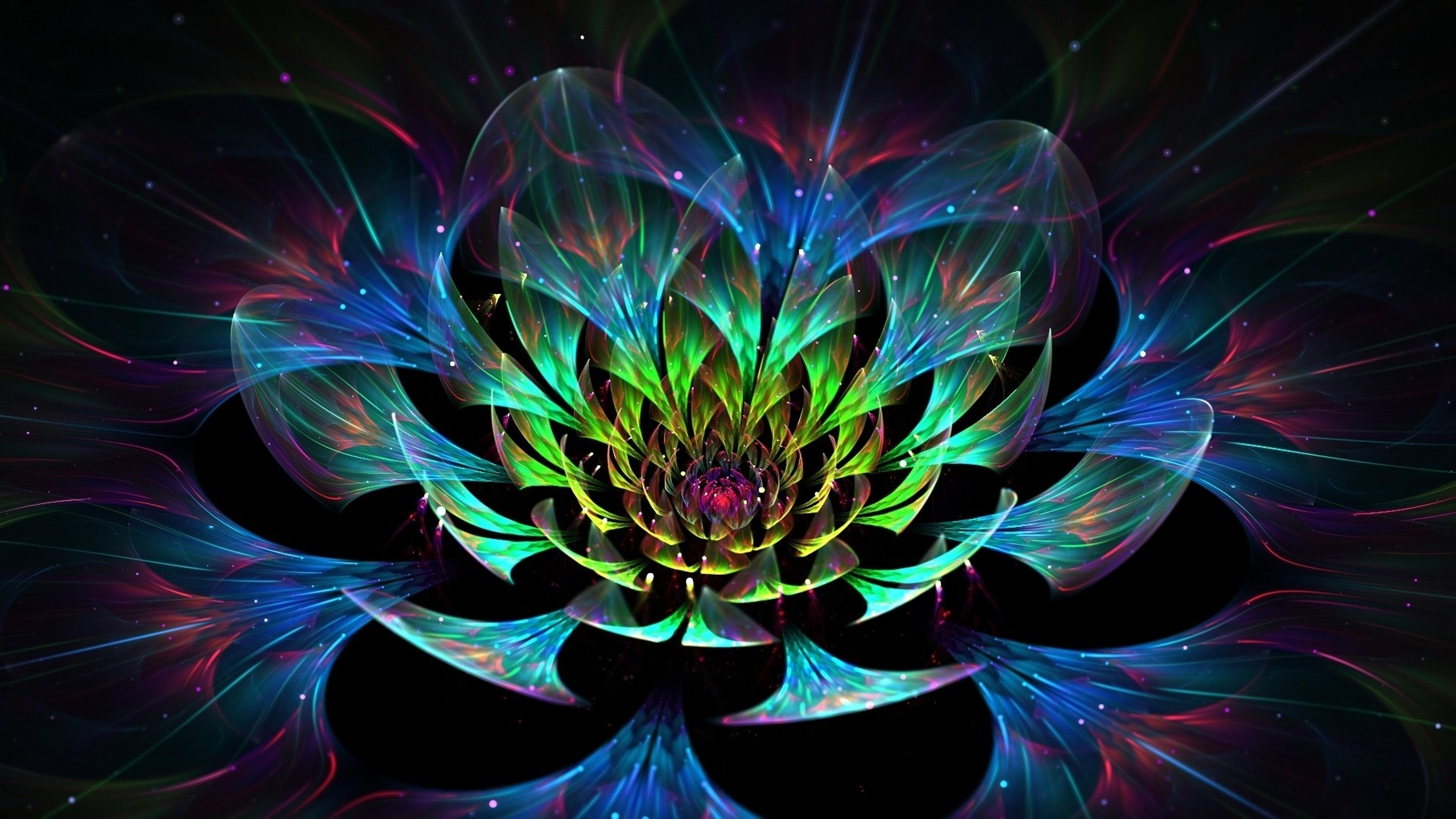 5120x2880 Abstract colorful Lotus 3D flower